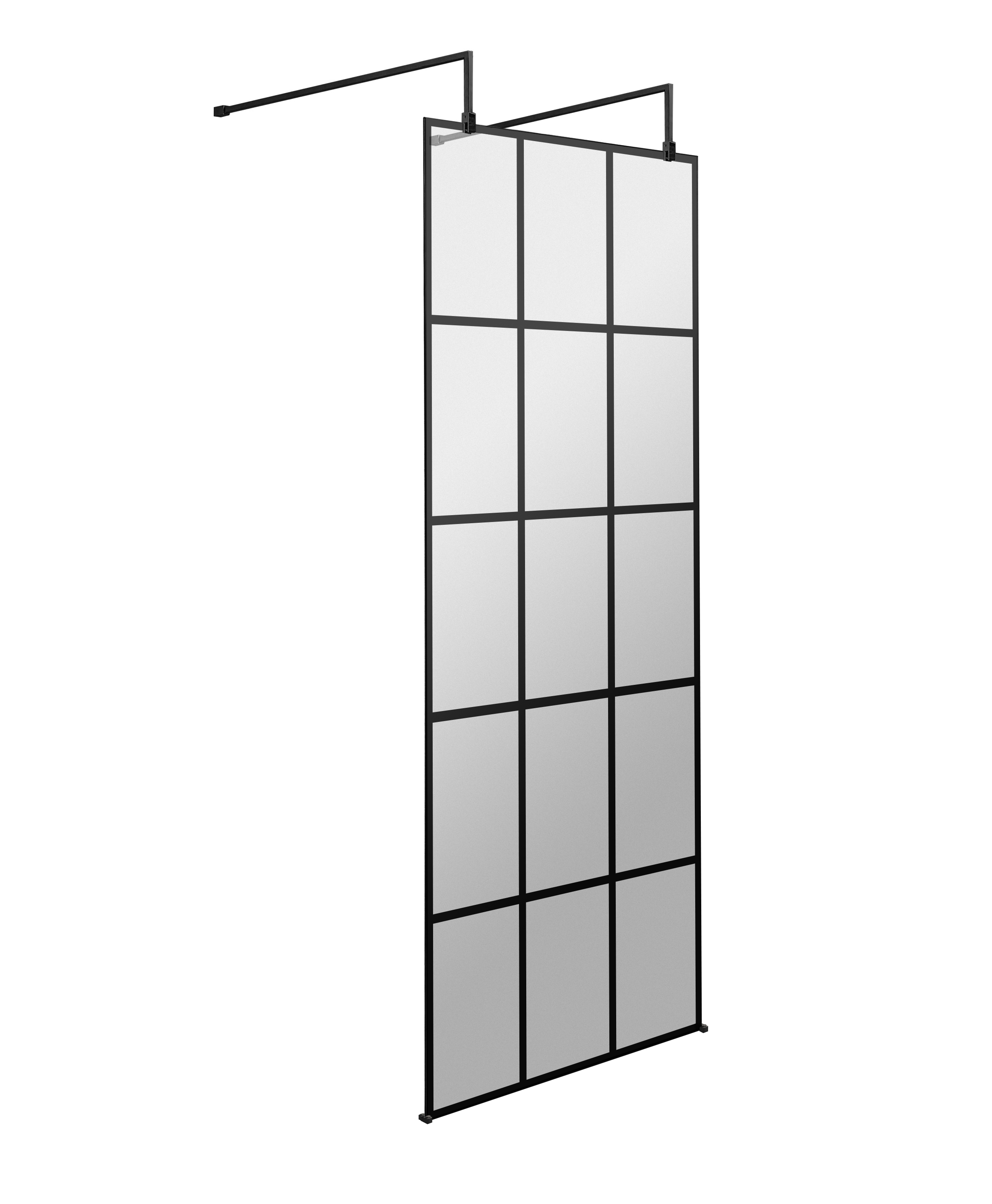 Hudson Reed Wetroom Screen Matt Black 700mm Frame with Arms and Feet BFAF070