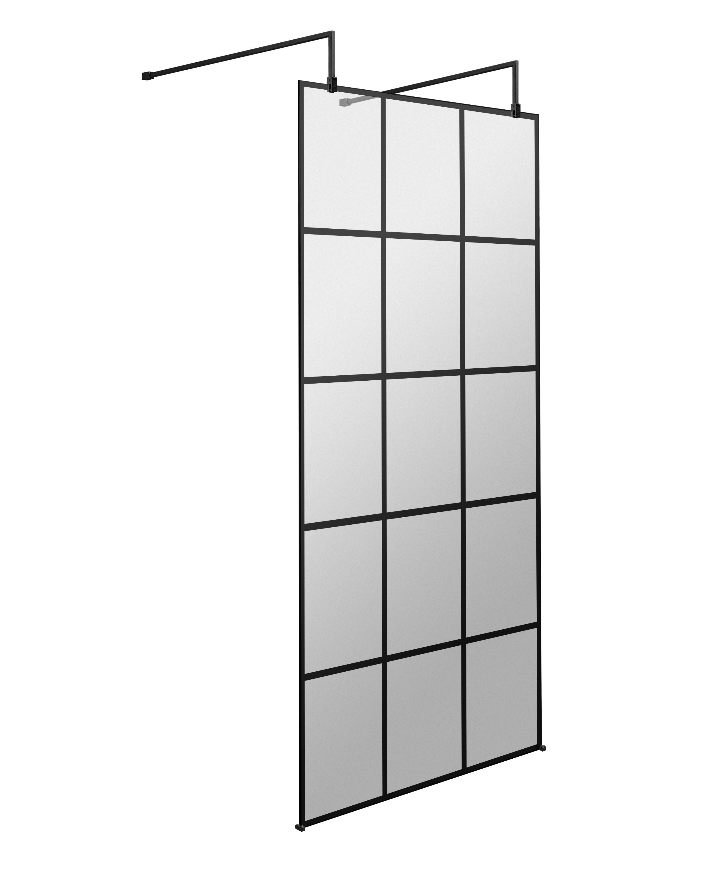 Hudson Reed Wetroom Screen Matt Black 800mm Frame with Arms and Feet BFAF080