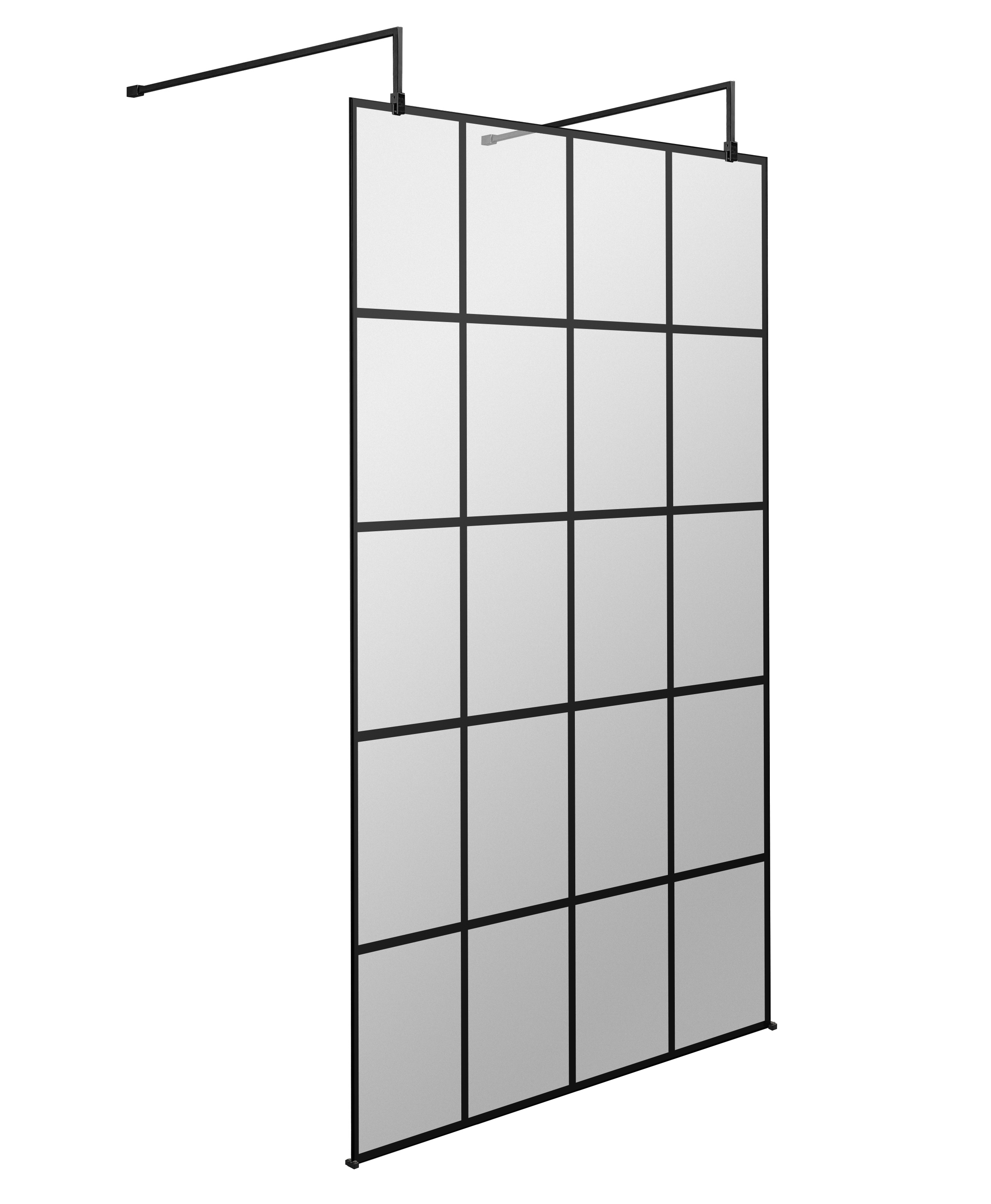 Hudson Reed Wetroom Screen Matt Black 1100mm Frame with Arms and Feet BFAF11