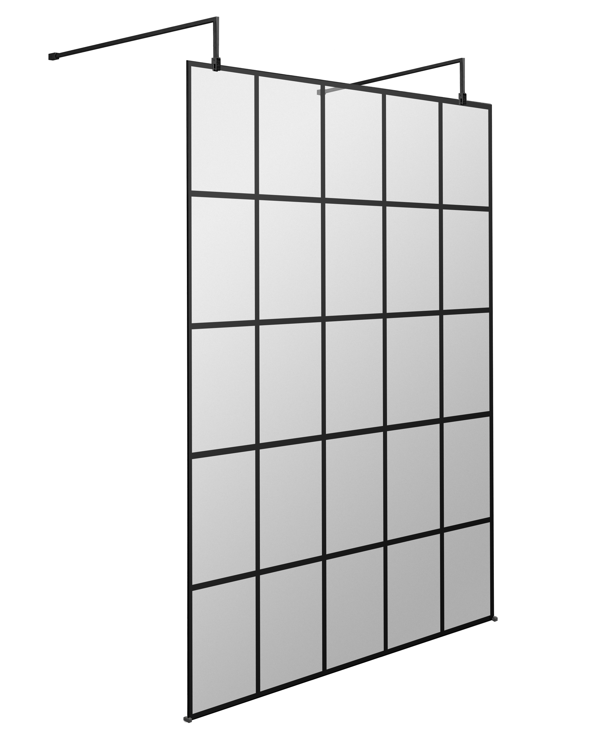 Hudson Reed Wetroom Screen Matt Black 1400mm Frame with Arms and Feet BFAF14