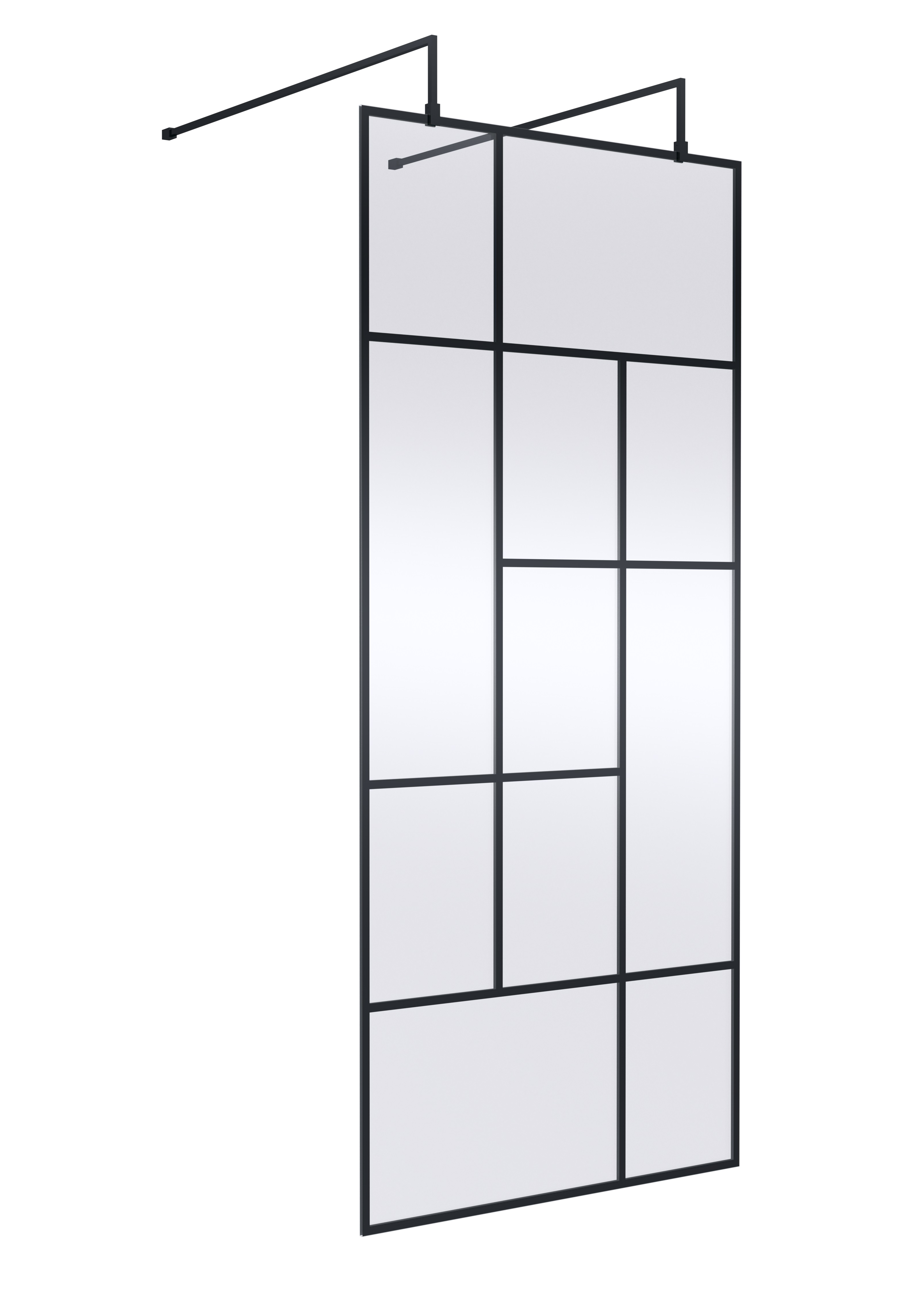 Hudson Reed Wetroom Screen Matt Black 900mm Abstract Frame with Support Bars BFAFB090
