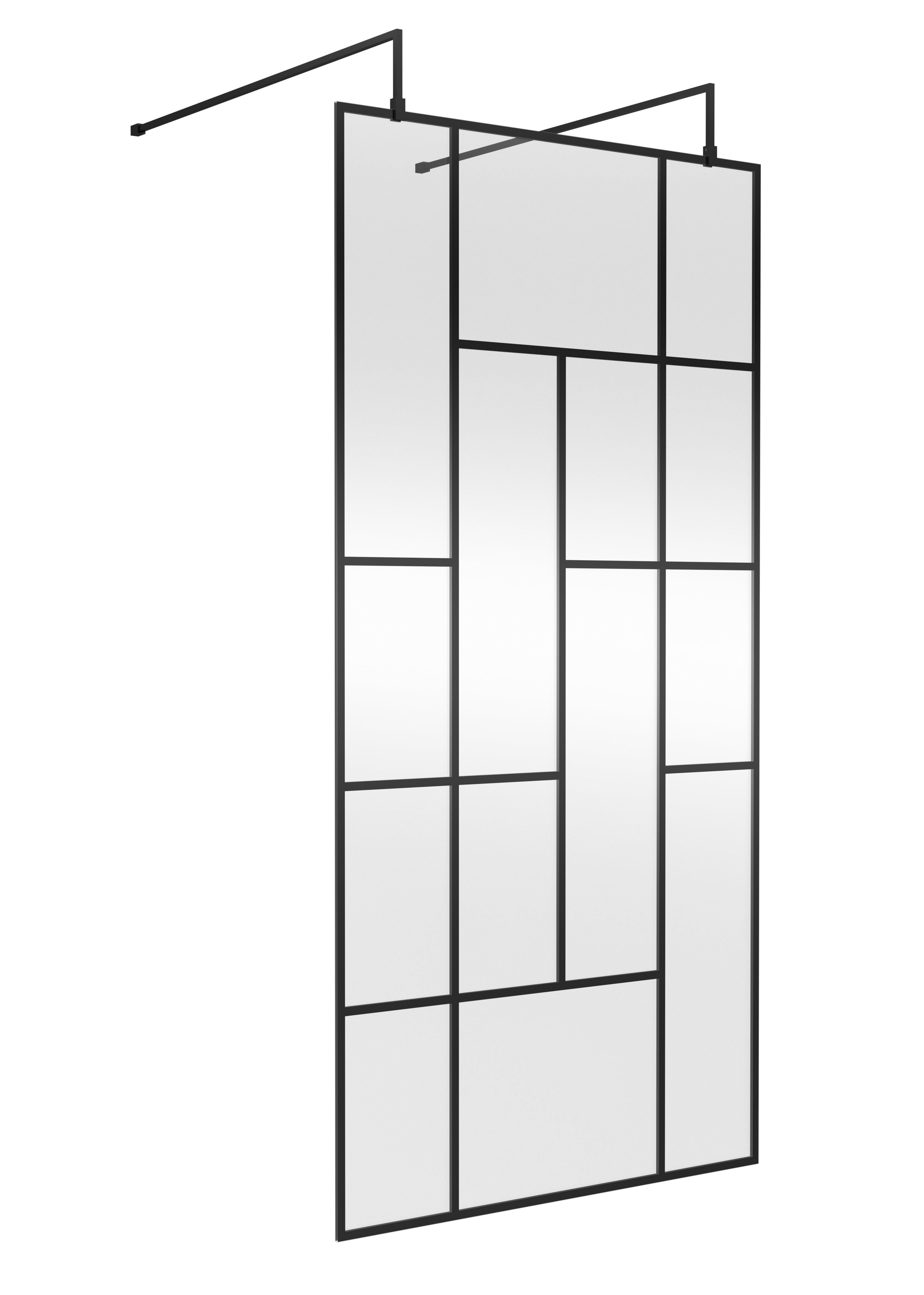 Hudson Reed Wetroom Screen Matt Black 1000mm Abstract Frame with Support Bars BFAFB10