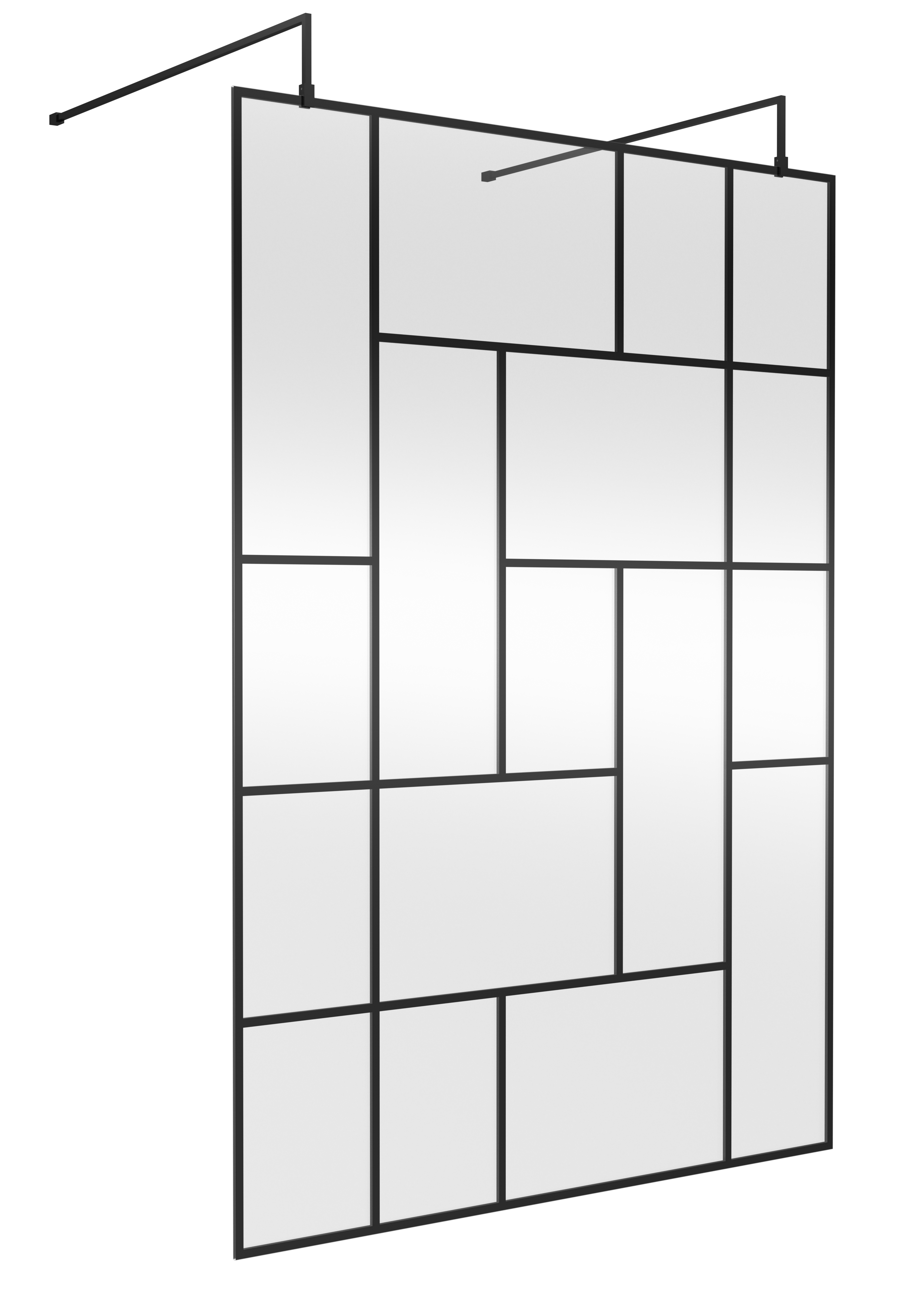Hudson Reed Wetroom Screen Matt Black 1400mm Abstract Frame with Support Bars BFAFB14