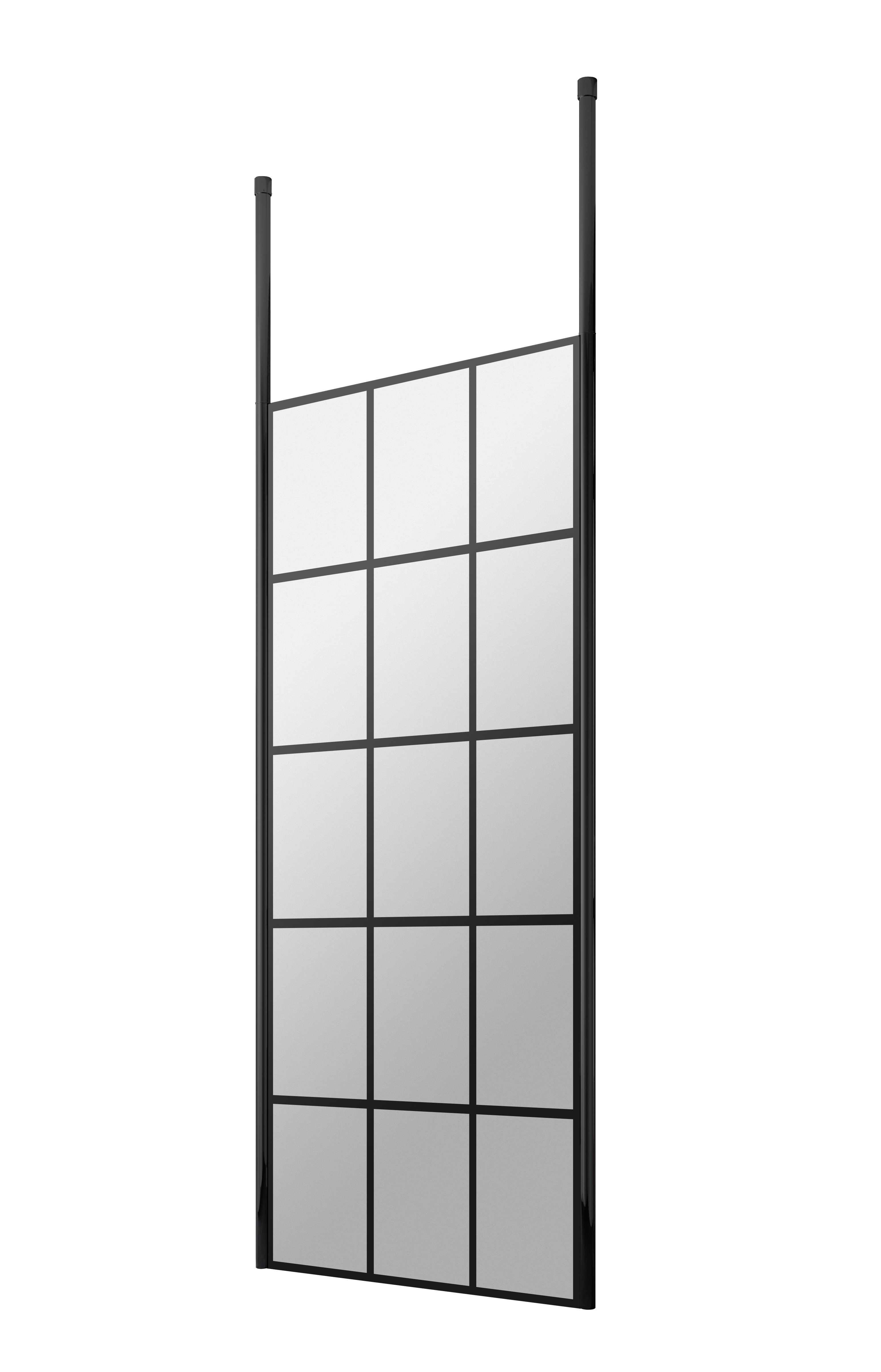 Hudson Reed Wetroom Screen Matt Black 700mm Frame with Ceiling Posts BFCP070