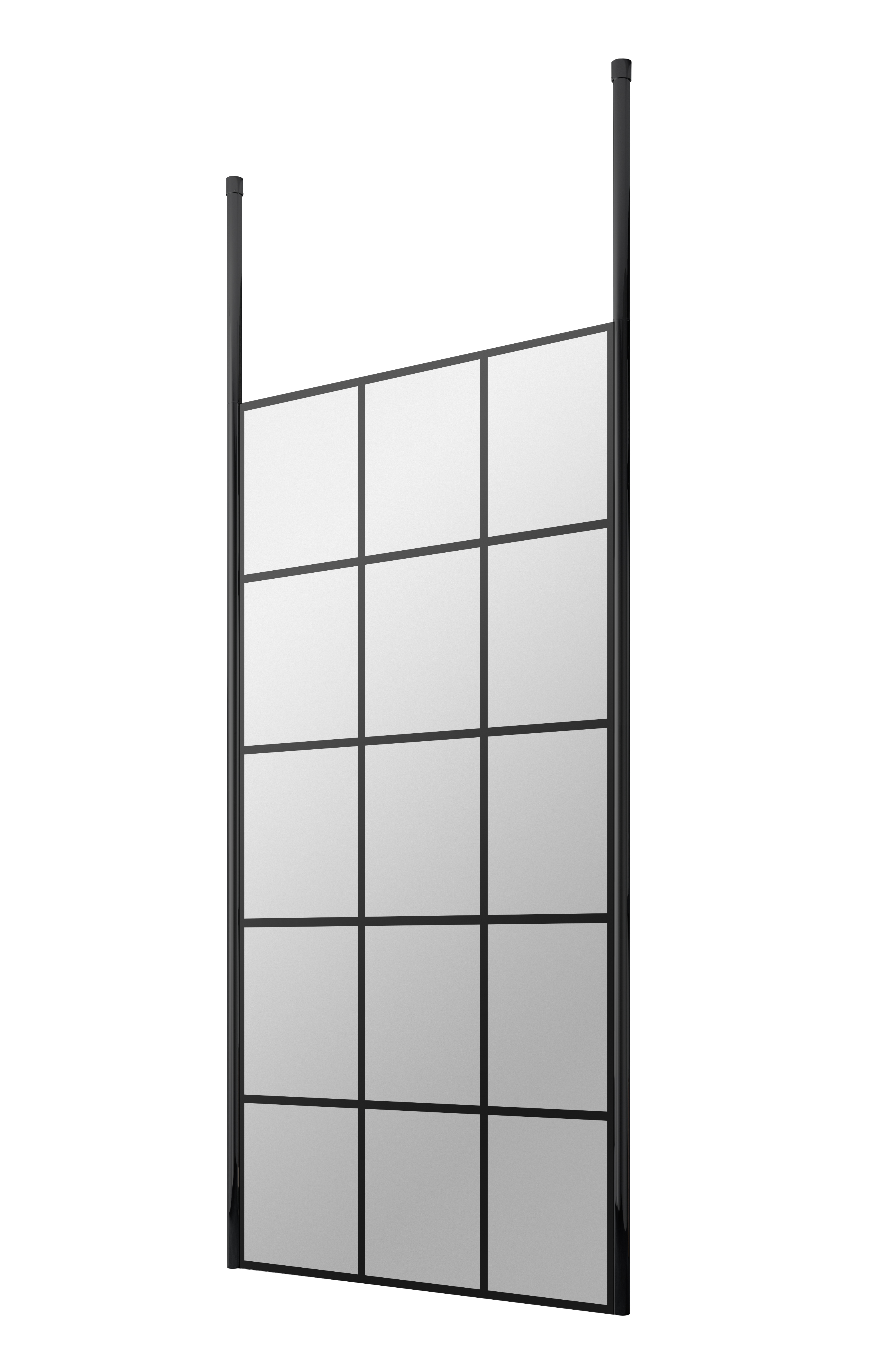 Hudson Reed Wetroom Screen Matt Black 900mm Frame with Ceiling Posts BFCP090