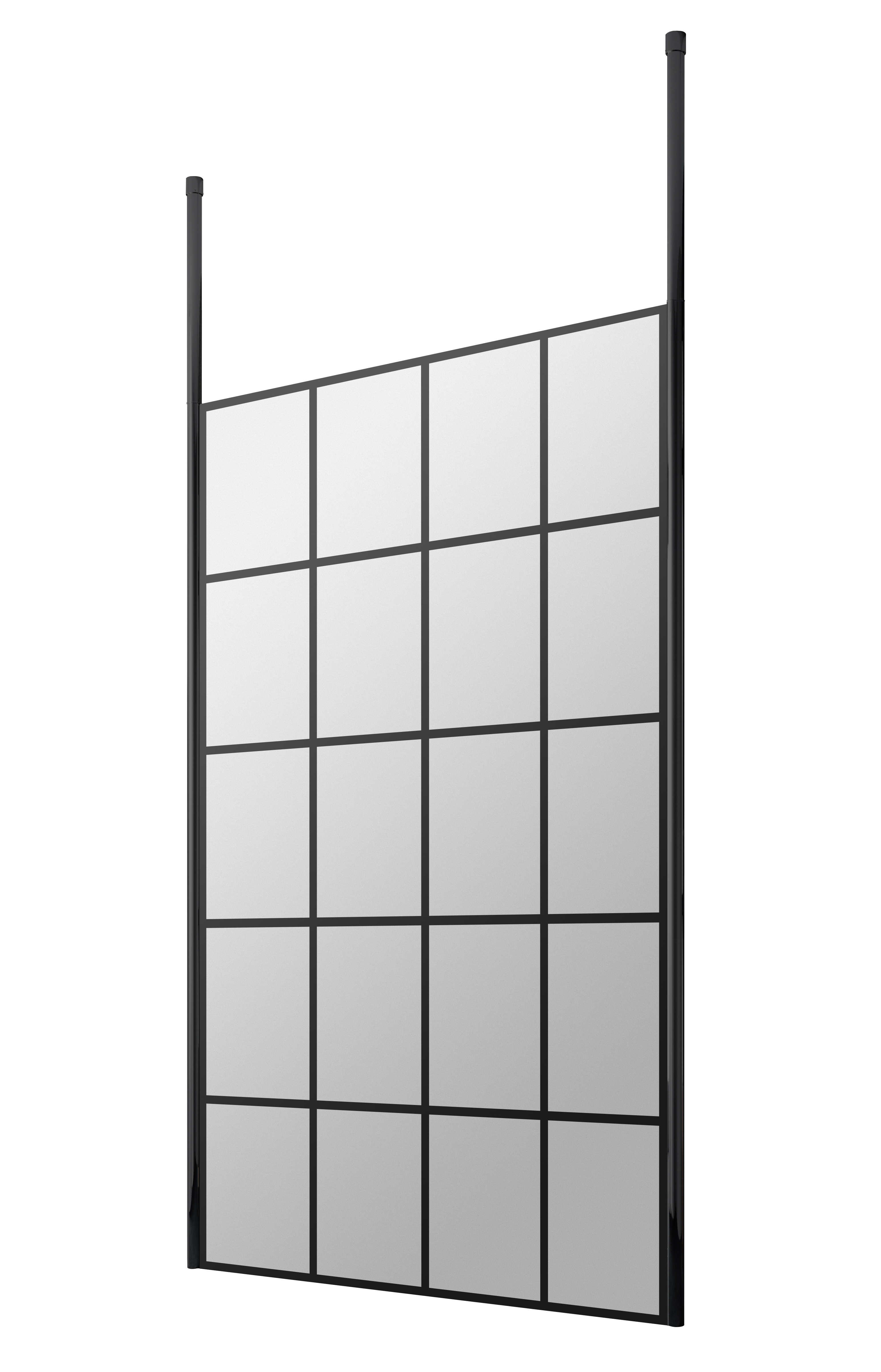 Hudson Reed Wetroom Screen Matt Black 1100mm Frame with Ceiling Posts BFCP11