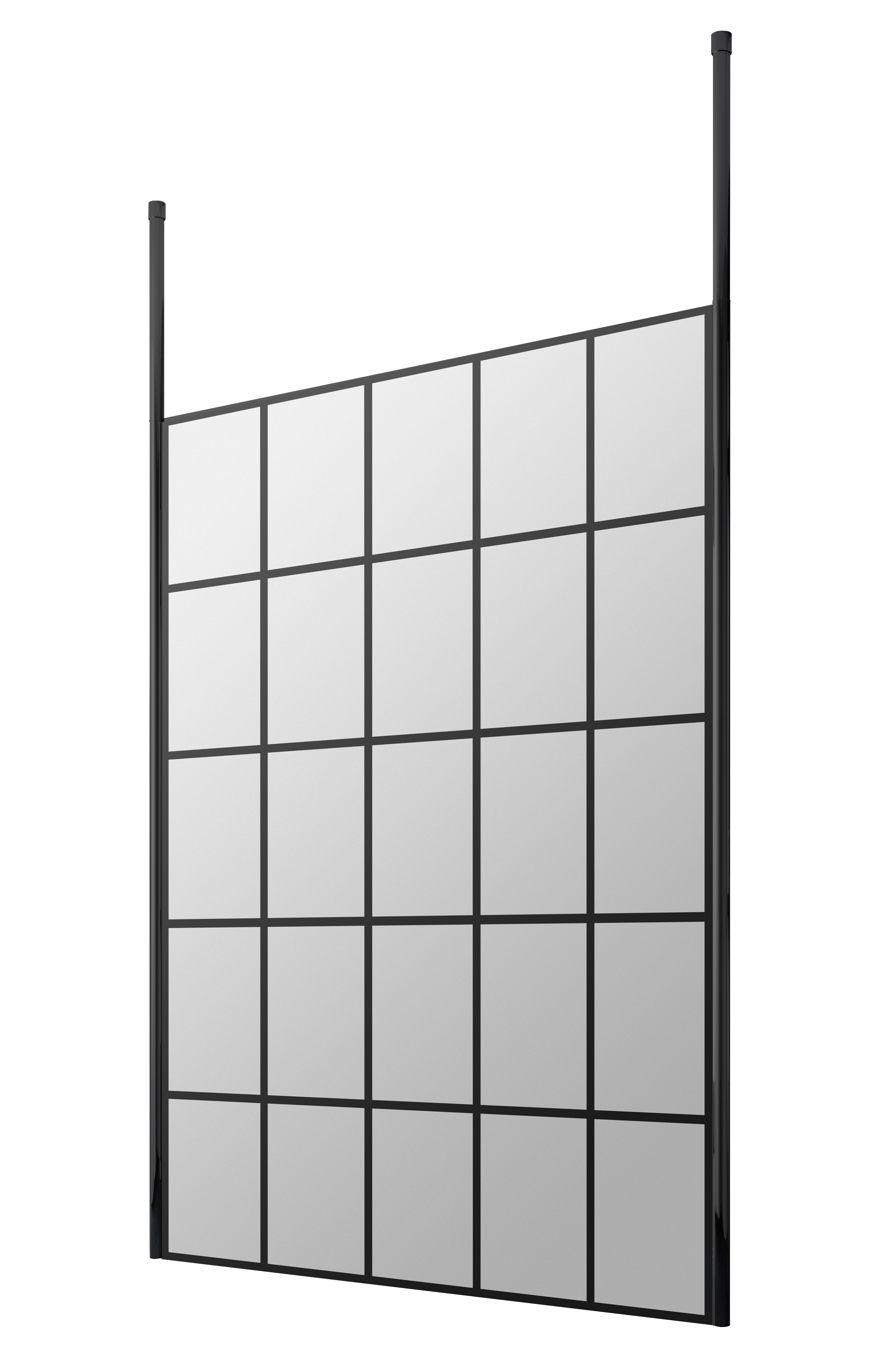 Hudson Reed Wetroom Screen Matt Black 1400mm Frame with Ceiling Posts BFCP14