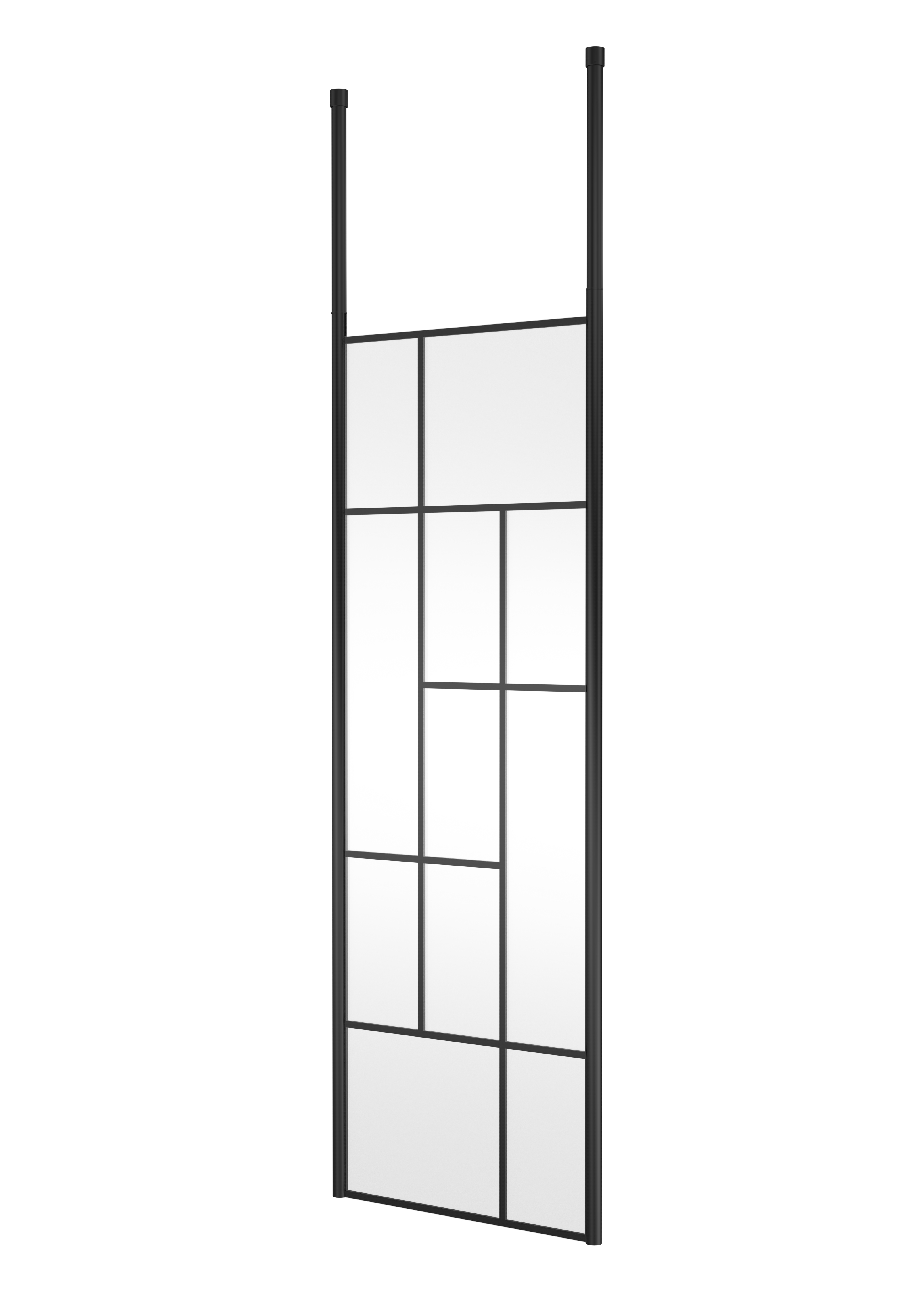 Hudson Reed Wetroom Screen Matt Black 700mm Abstract Frame with Ceiling Posts BFCPB070