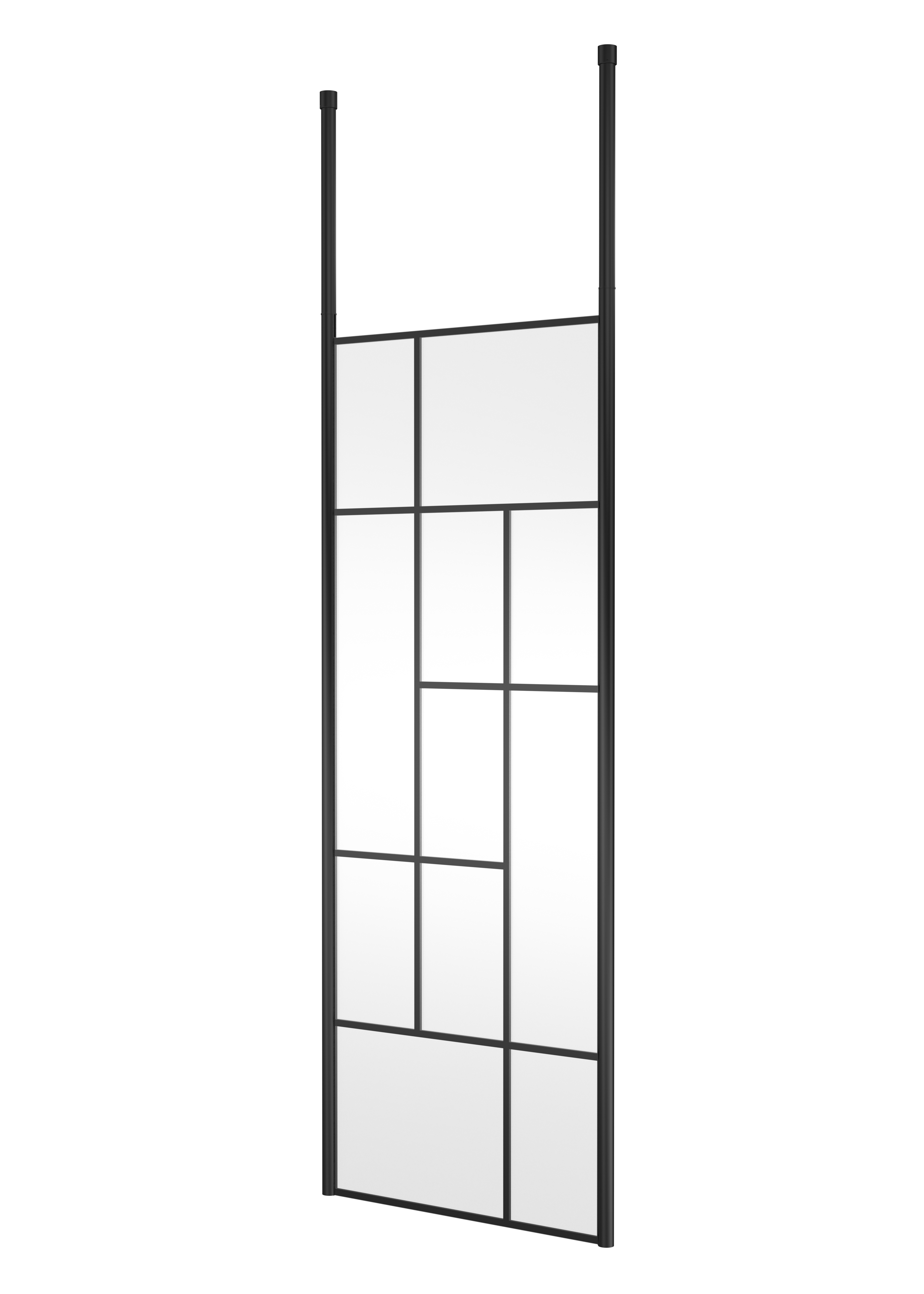 Hudson Reed Wetroom Screen Matt Black 760mm Abstract Frame with Ceiling Posts BFCPB076