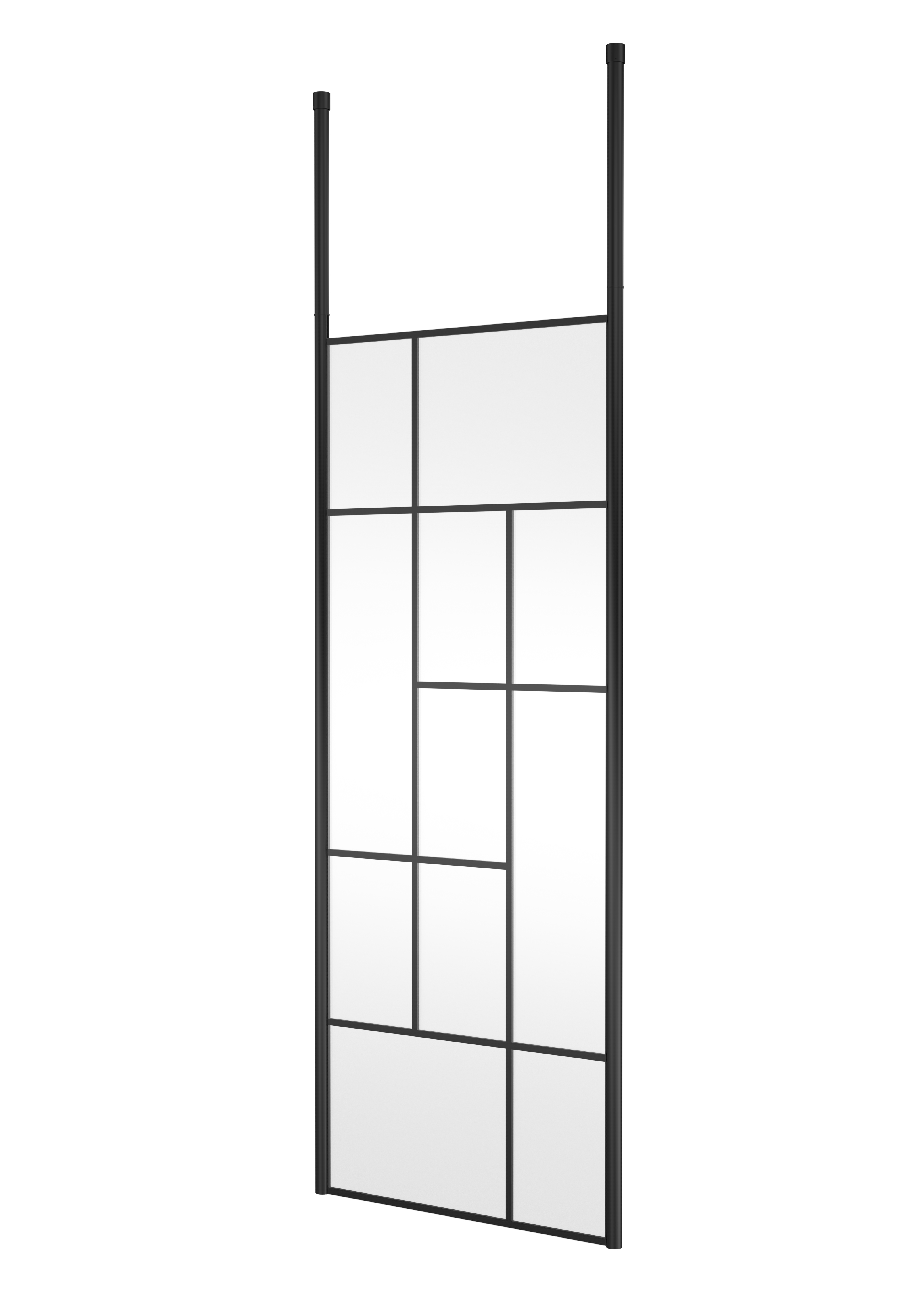 Hudson Reed Wetroom Screen Matt Black 800mm Abstract Frame with Ceiling Posts BFCPB080