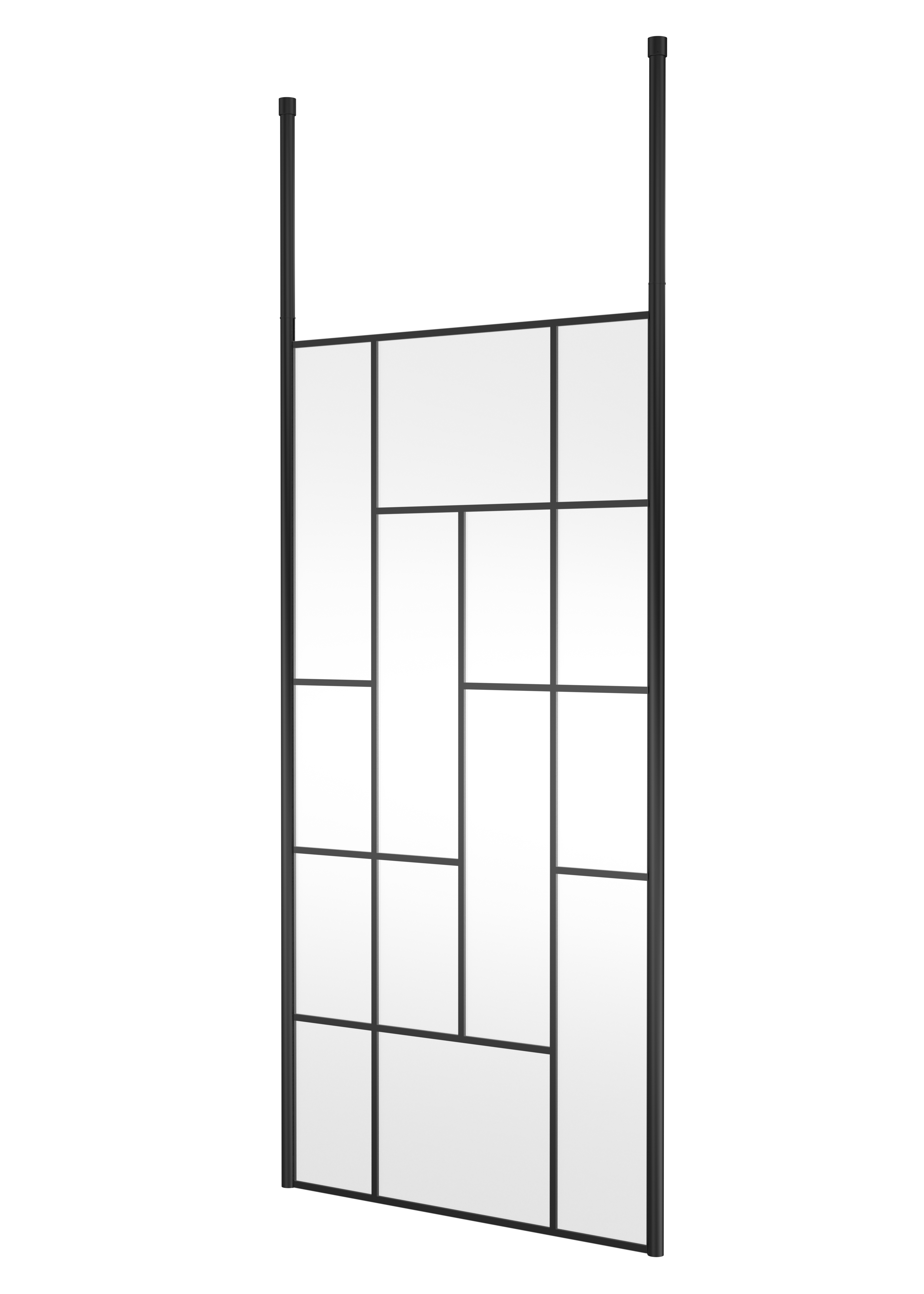 Hudson Reed Wetroom Screen Matt Black 1000mm Abstract Frame with Ceiling Posts BFCPB10