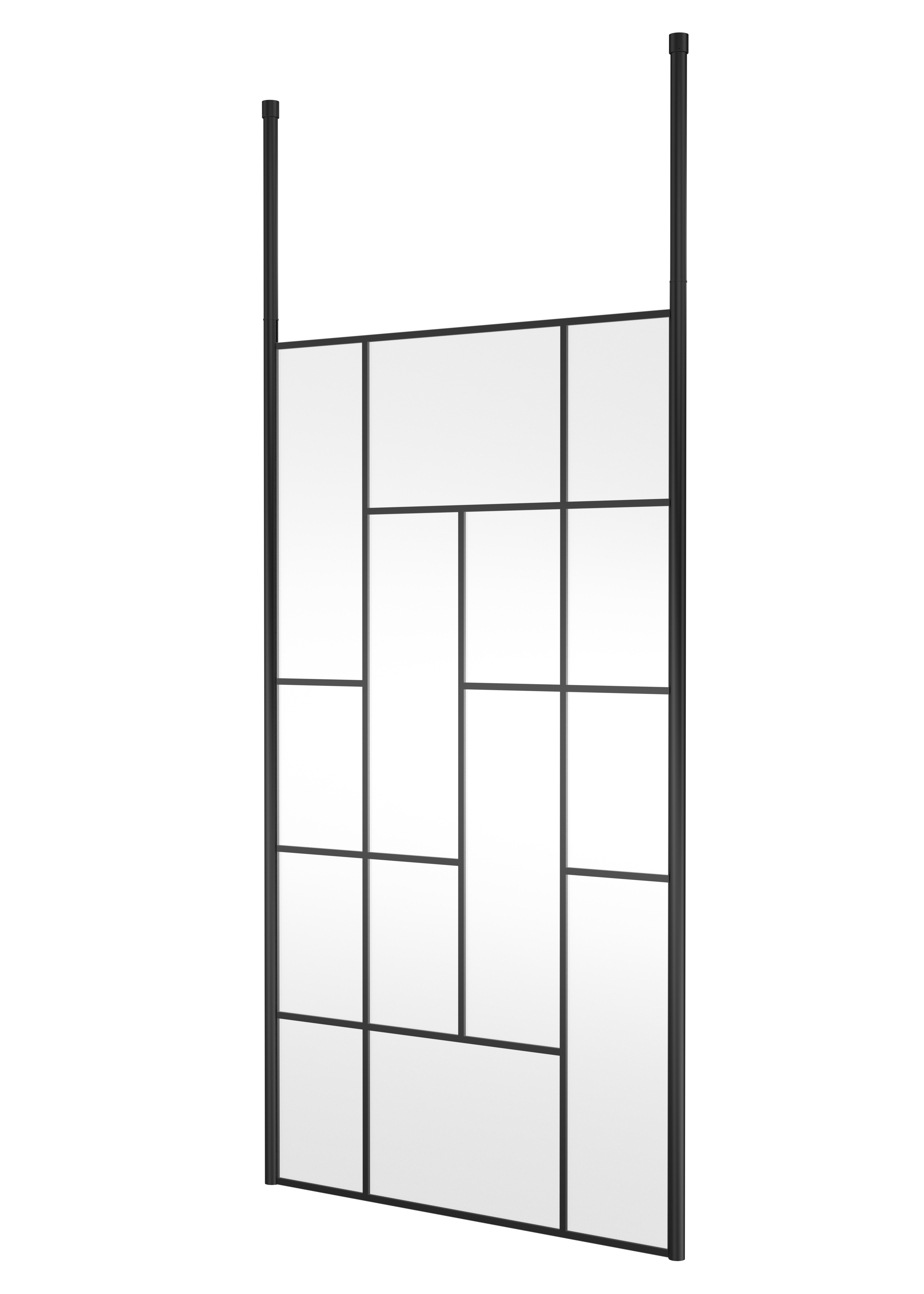 Hudson Reed Wetroom Screen Matt Black 1100mm Abstract Frame with Ceiling Posts BFCPB11