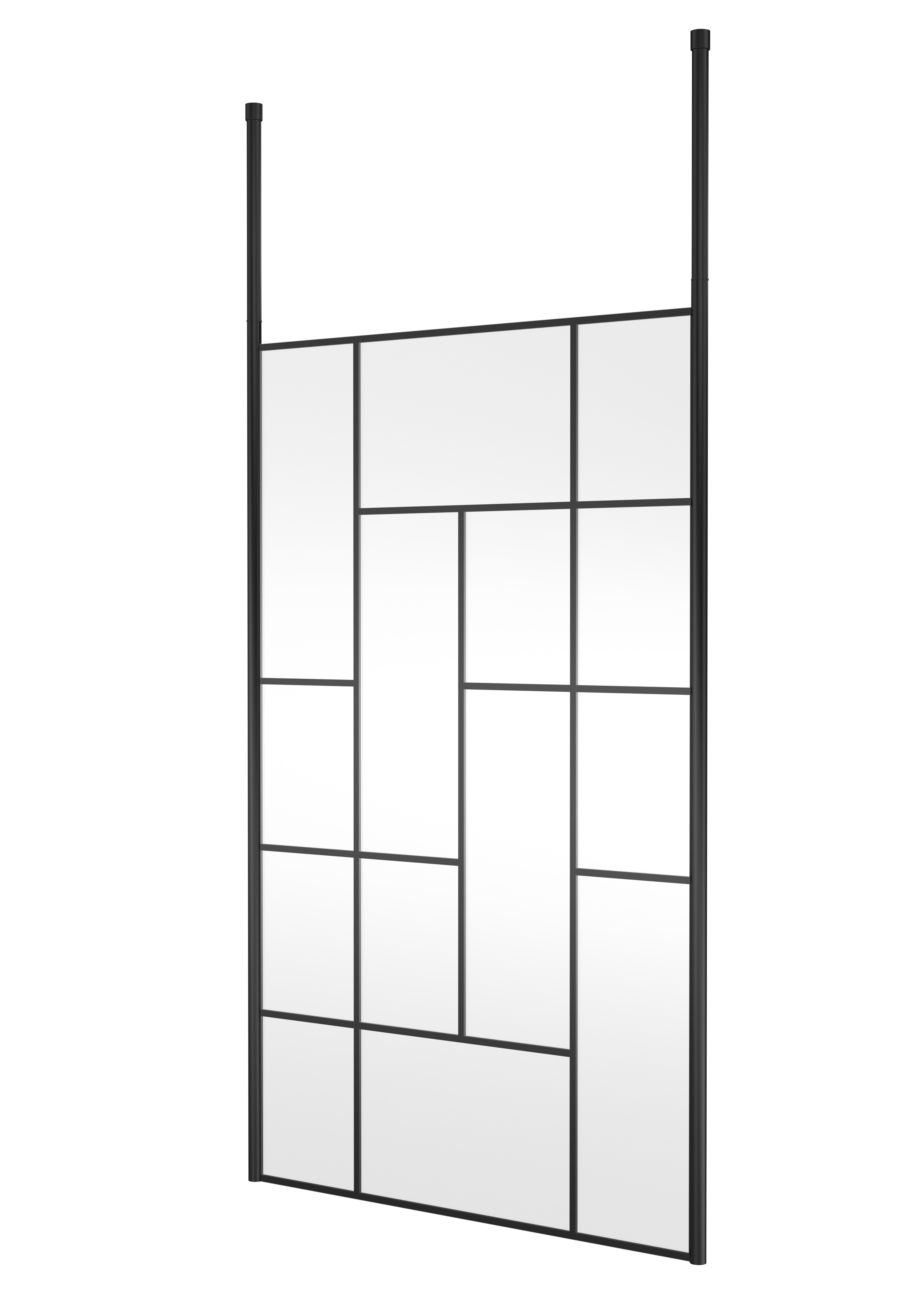 Hudson Reed Wetroom Screen Matt Black 1200mm Abstract Frame with Ceiling Posts BFCPB12