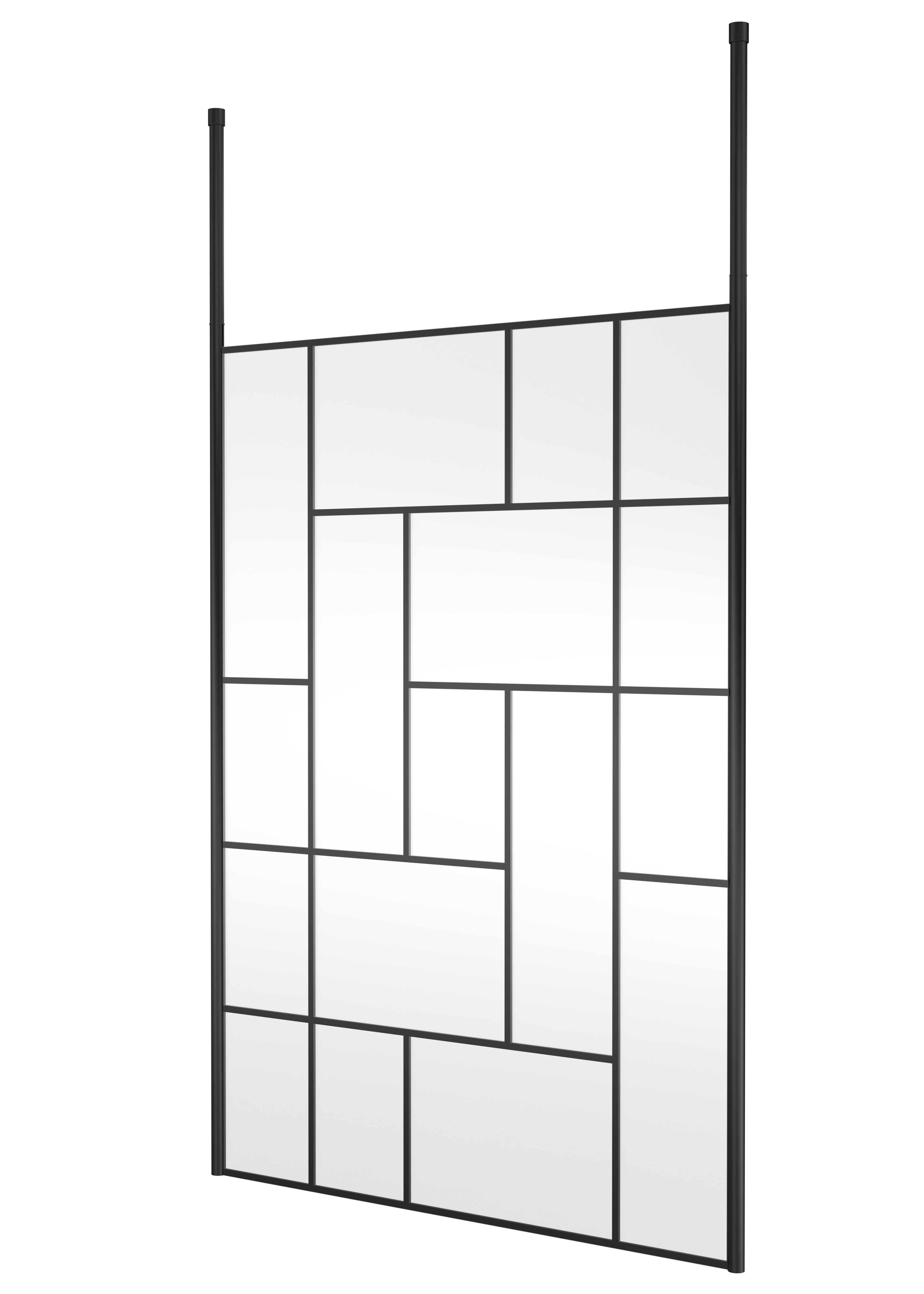 Hudson Reed Wetroom Screen Matt Black 1400mm Abstract Frame with Ceiling Posts BFCPB14