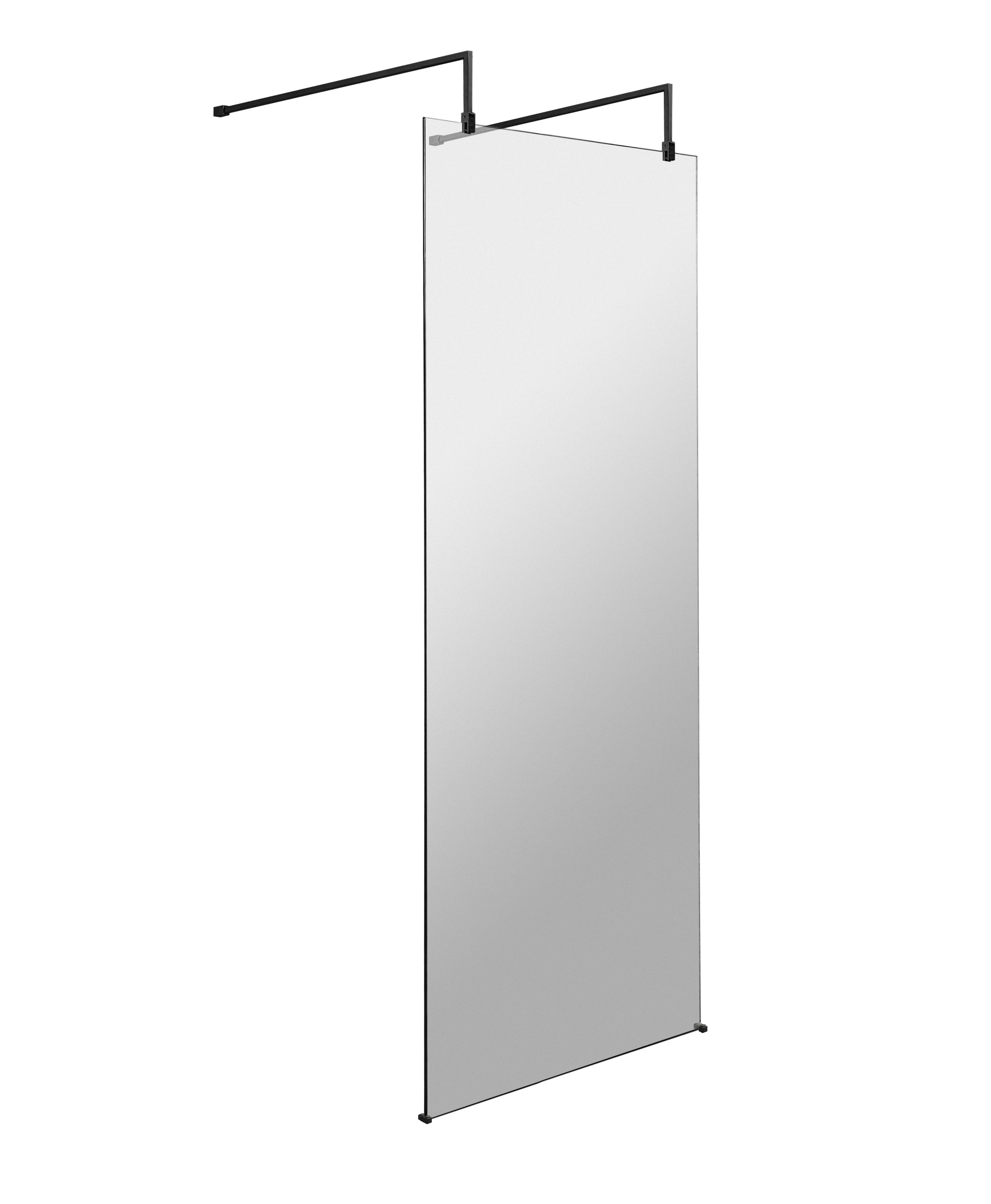 Hudson Reed Wetroom Screen Matt Black 800mm with Arms and Feet BGPAF080