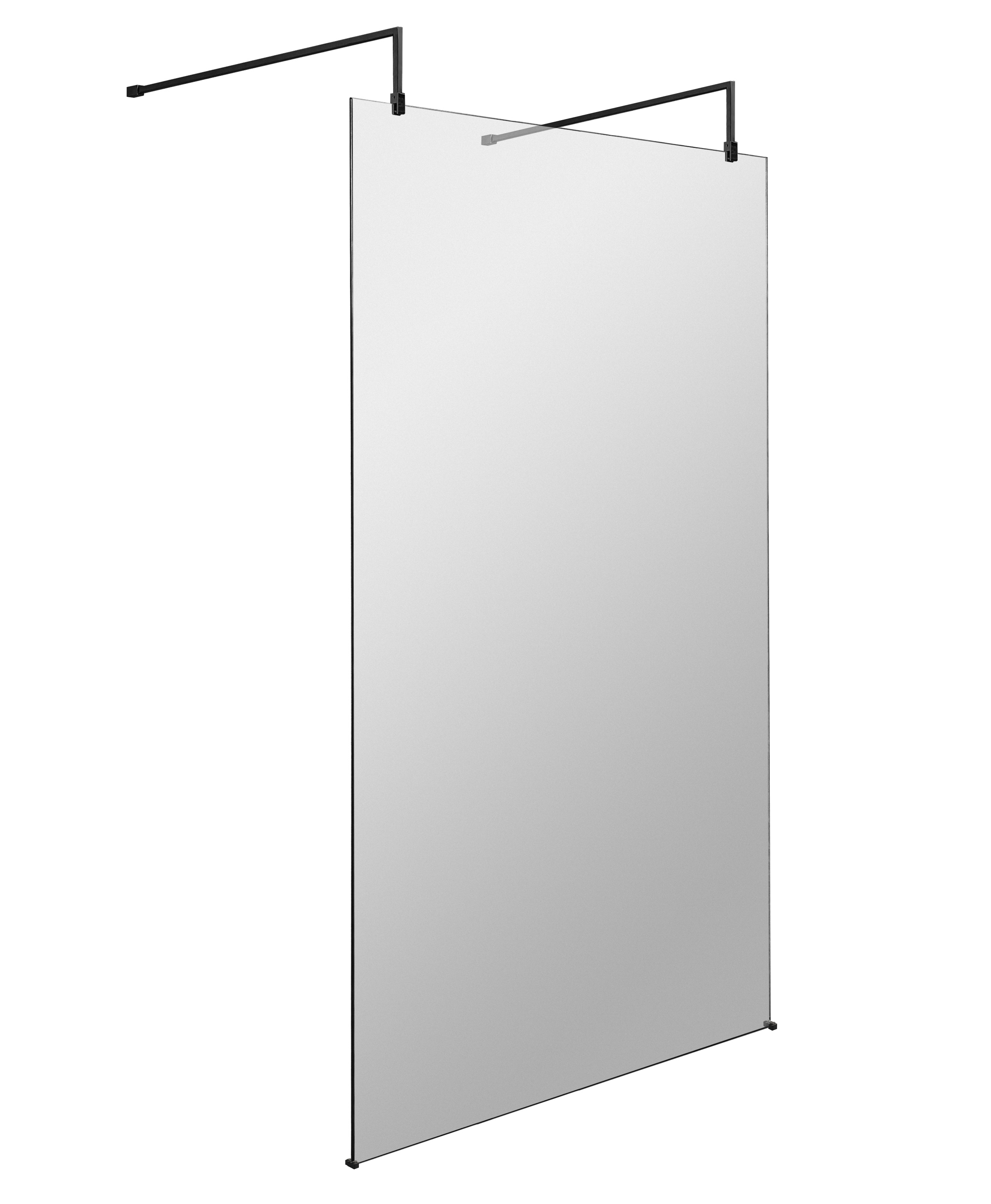 Hudson Reed Wetroom Screen Matt Black 1200mm with Arms and Feet BGPAF12