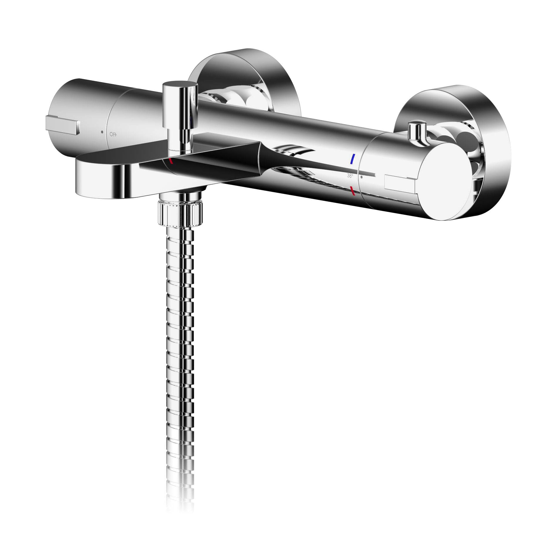 Nuie Binsey Chrome Wall Mounted Thermostatic Bath Shower Mixer BIN005