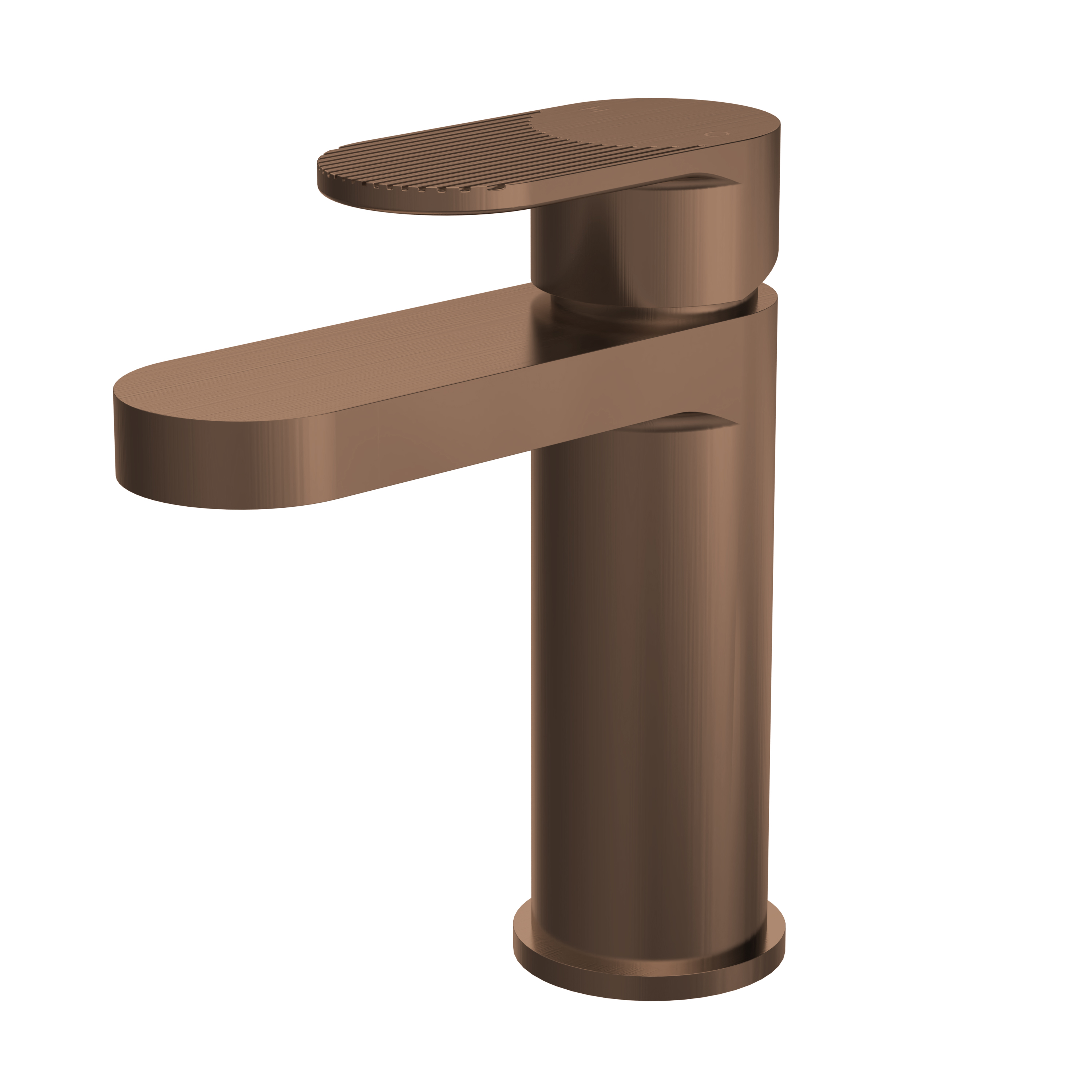 Nuie Cyprus Brushed Bronze Fluted Mono Basin Mixer with Push Button Waste BIN1505F