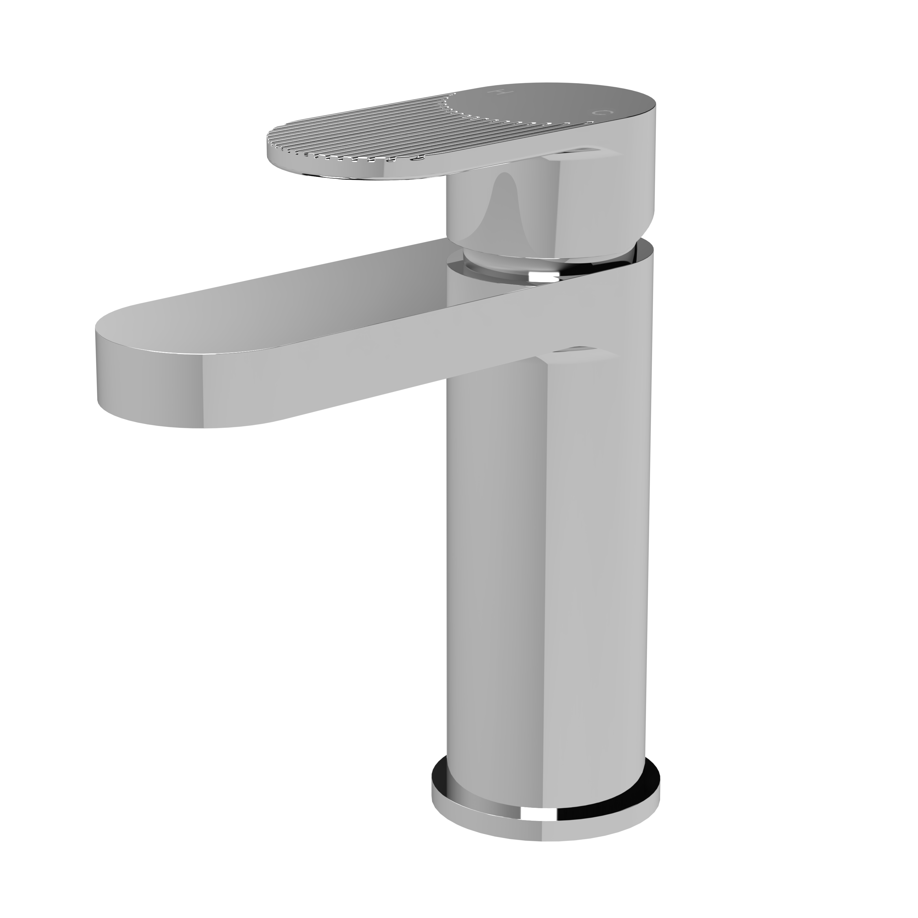 Nuie Cyprus Chrome Fluted Mono Basin Mixer with Push Button Waste BIN305F