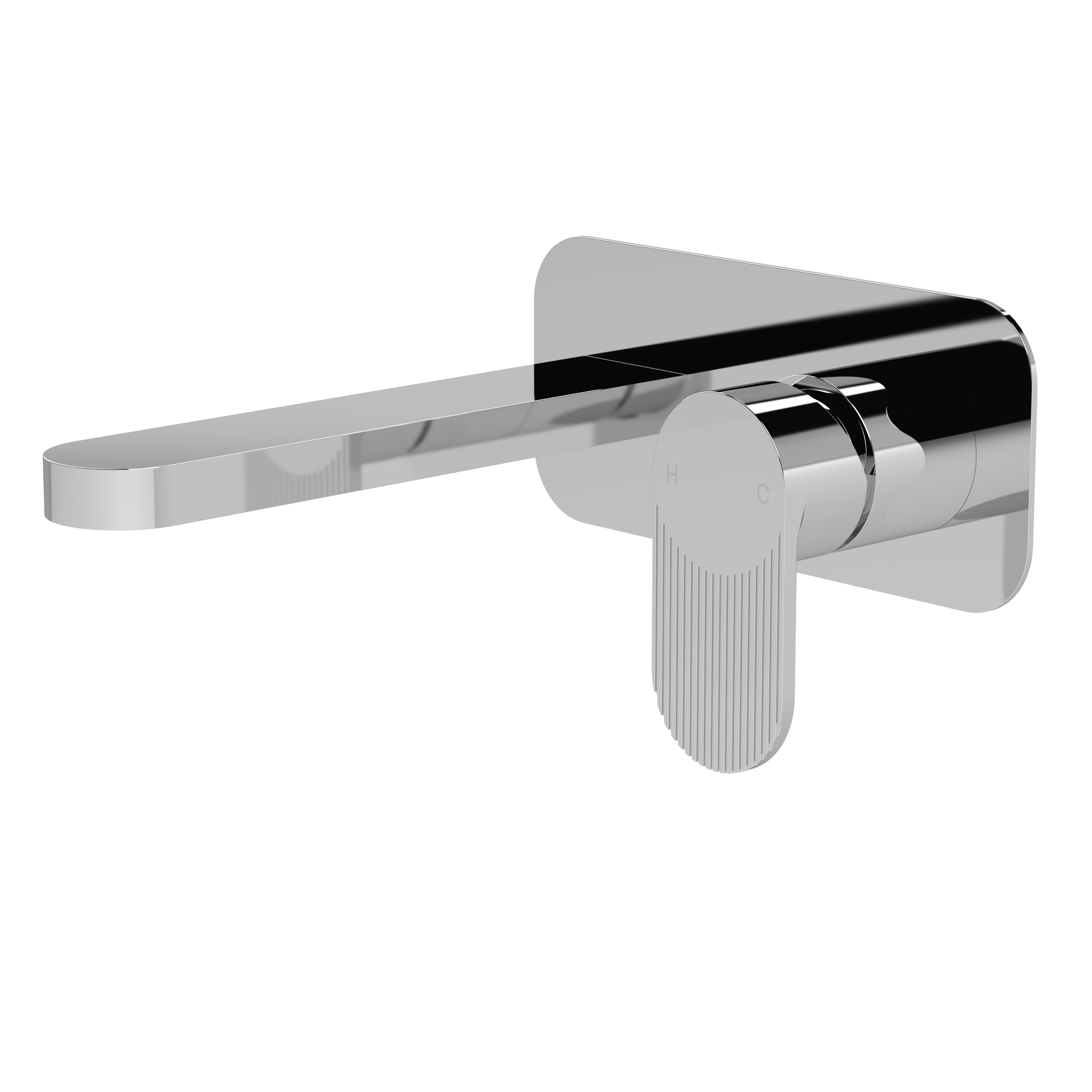 Nuie Cyprus Chrome Wall Mounted 2 Tap Hole Basin Mixer with Plate BIN328F