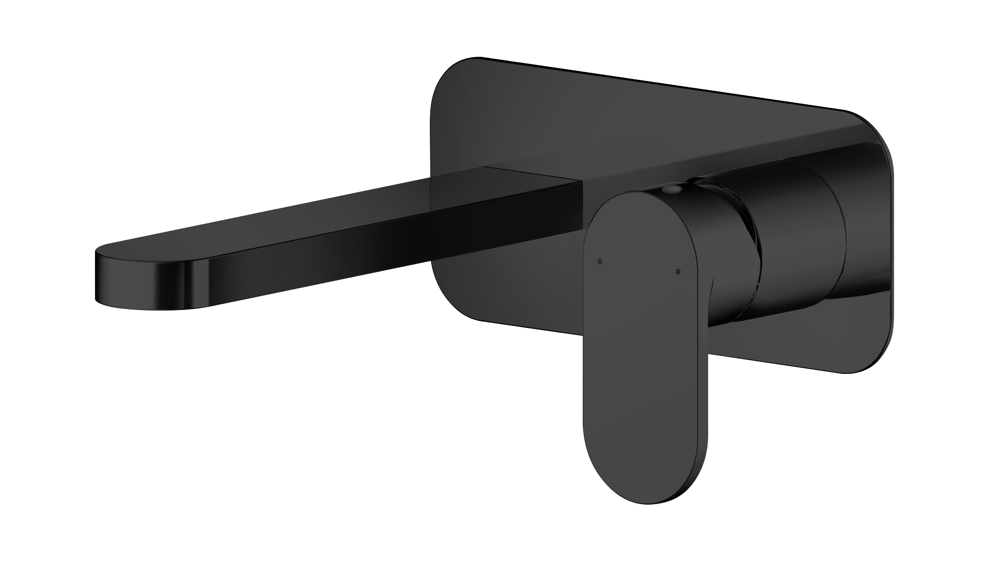 Nuie Binsey Matt Black Wall Mounted 2 Tap Hole Basin Mixer with Plate BIN428