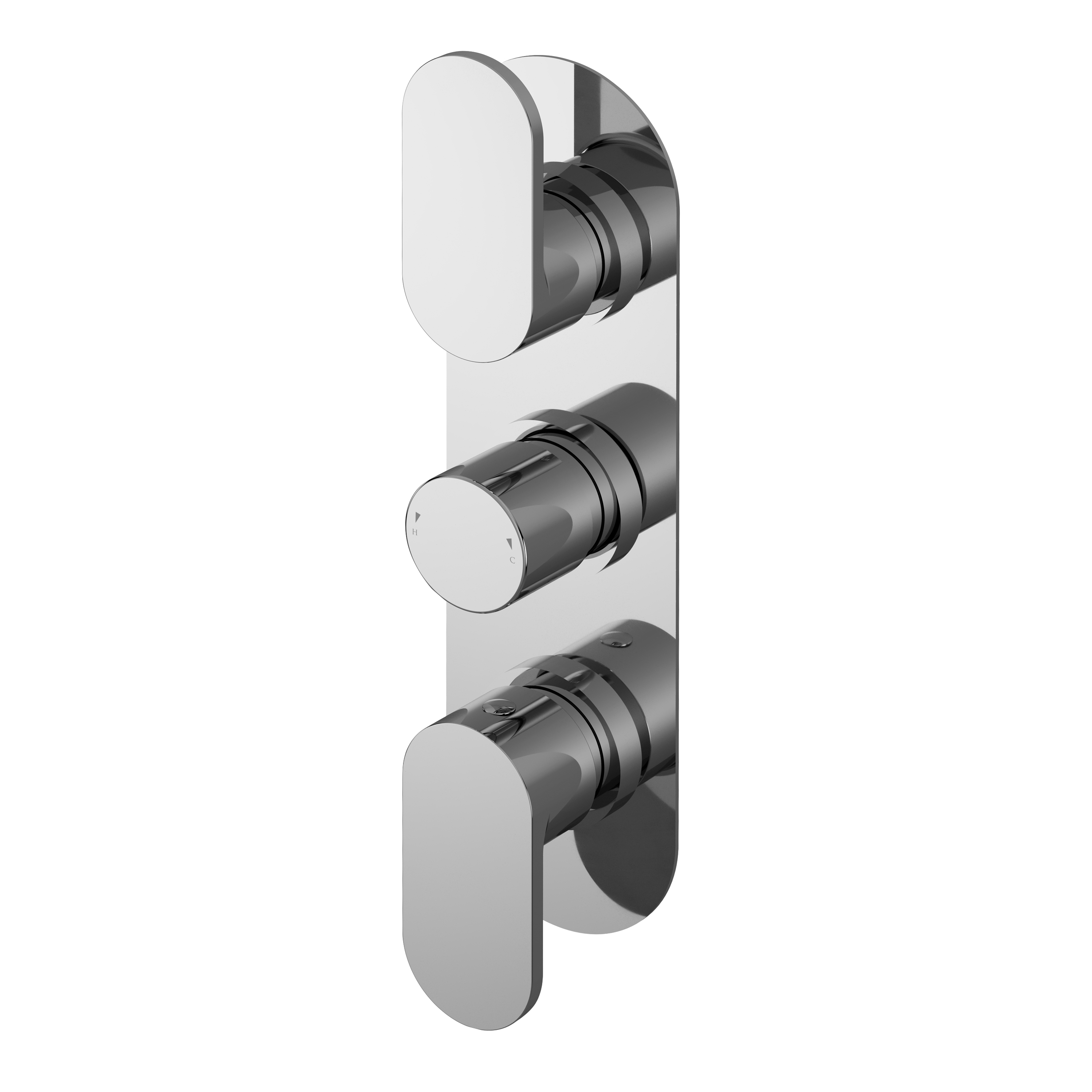 Nuie Binsey Chrome 2 Outlet Triple Thermostatic Shower Valve BINTR02
