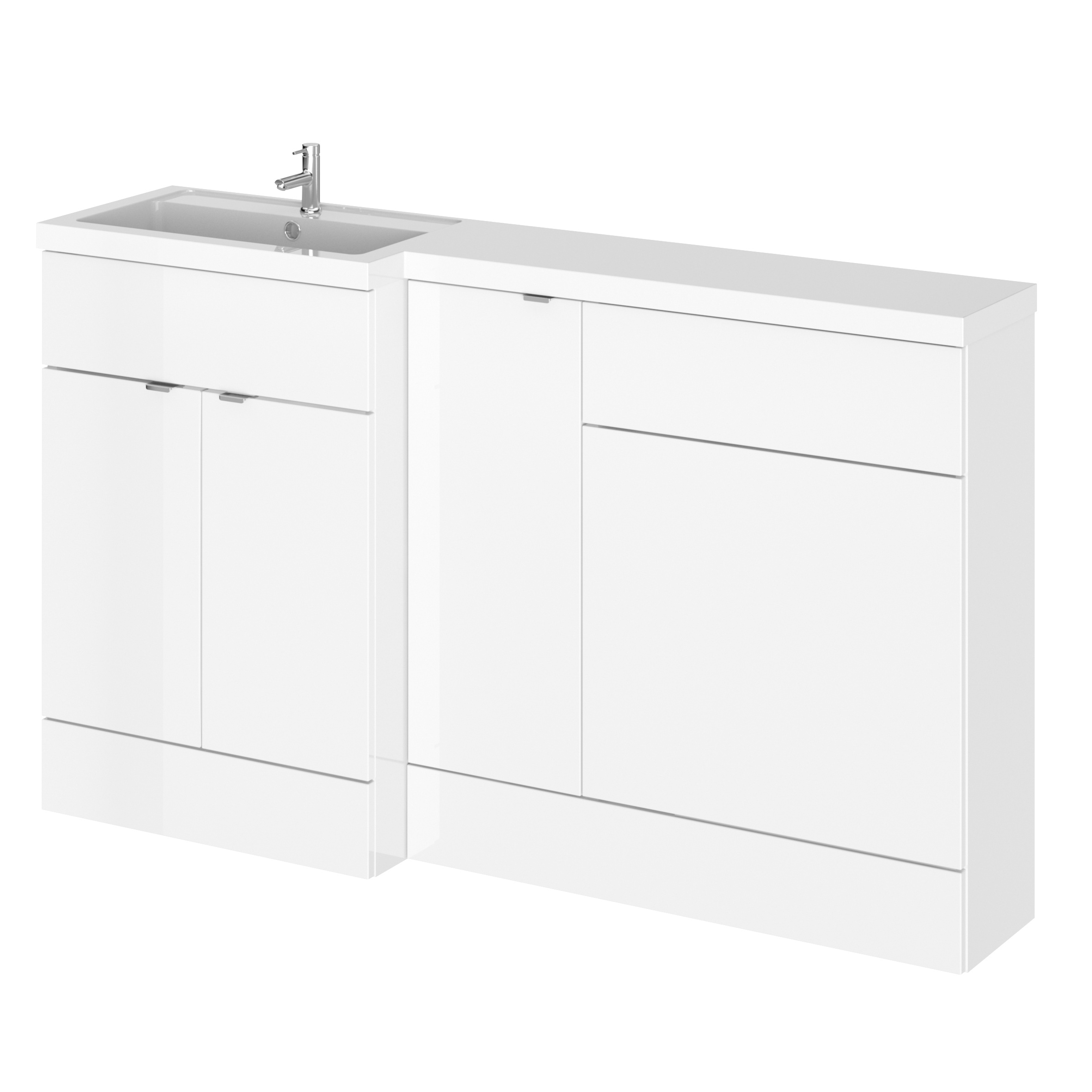Hudson Reed Fusion Gloss White 1500mm Left Hand Vanity Unit Pack CBI113