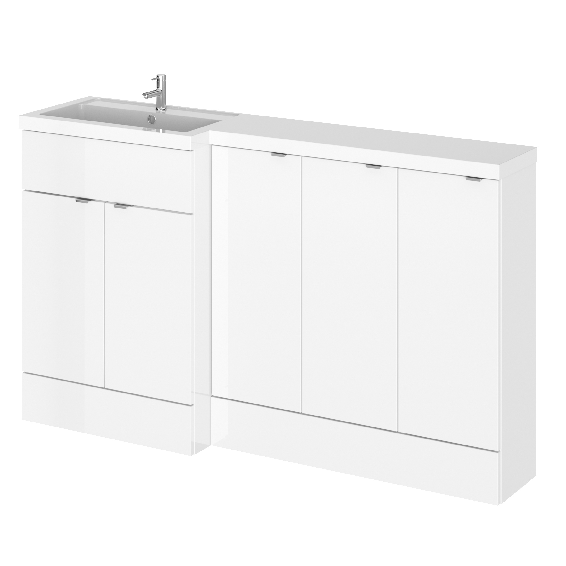 Hudson Reed Fusion Gloss White 1500mm Left Hand Vanity Unit Pack CBI117