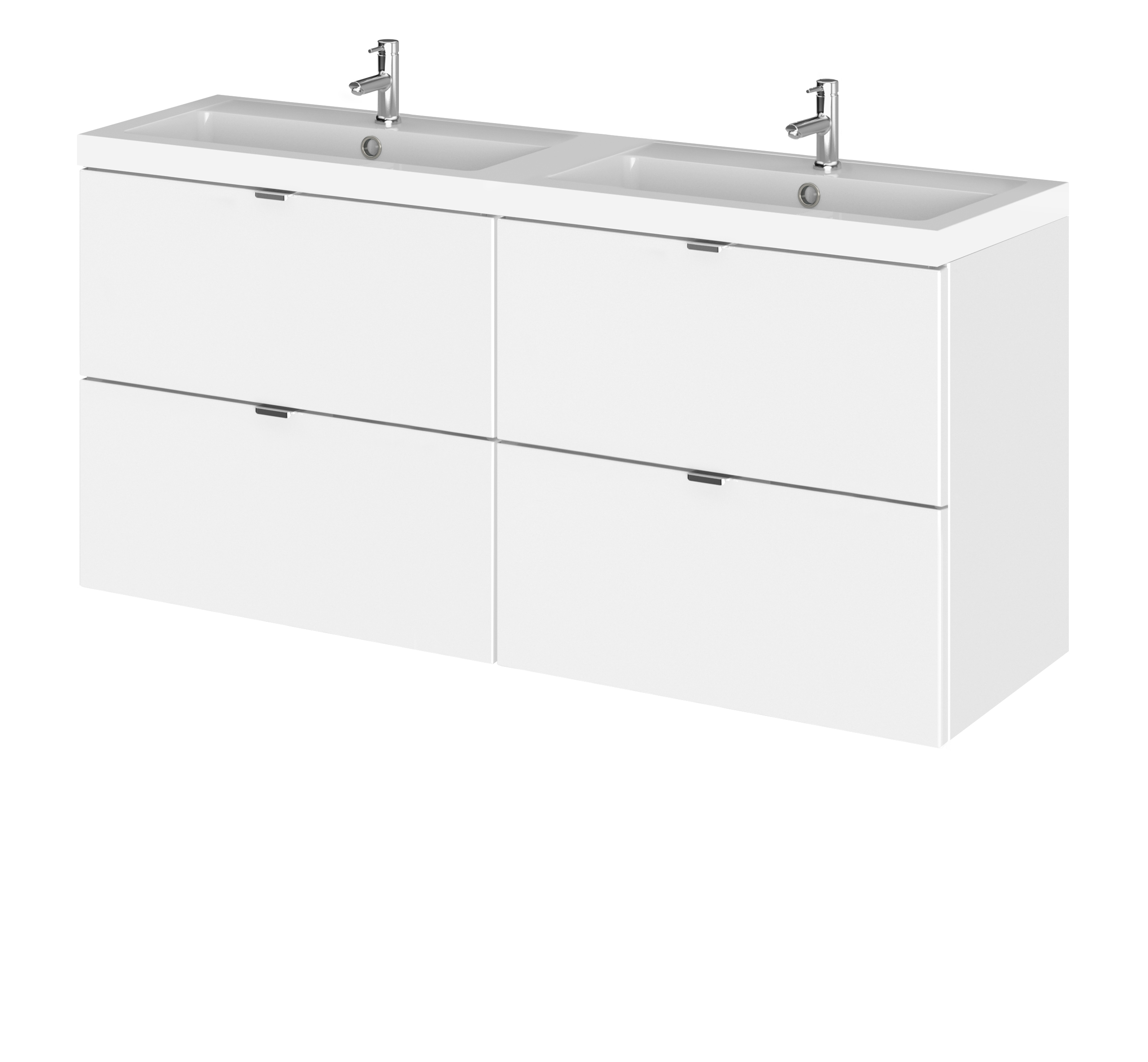 Hudson Reed Fusion Gloss White 1200mm Vanity Unit and Double Basin CBI132