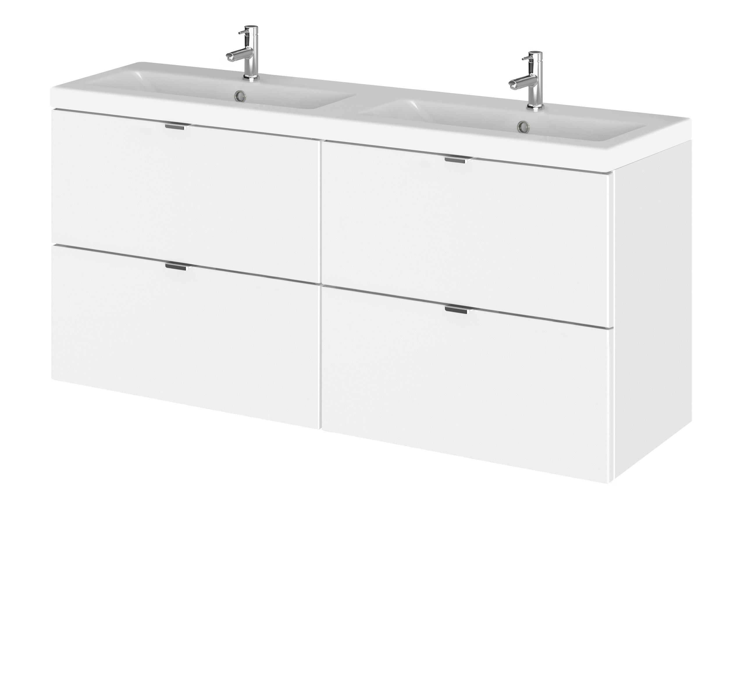 Hudson Reed Fusion Gloss White 1200mm Vanity Unit and Double Ceramic Basin CBI132A