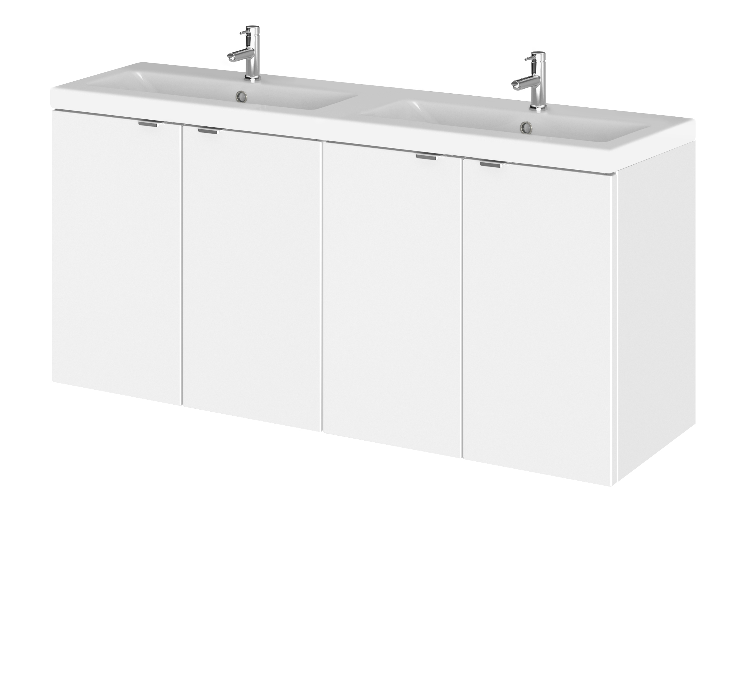 Hudson Reed Fusion Gloss White 1200mm Vanity Unit and Double Ceramic Basin CBI133A