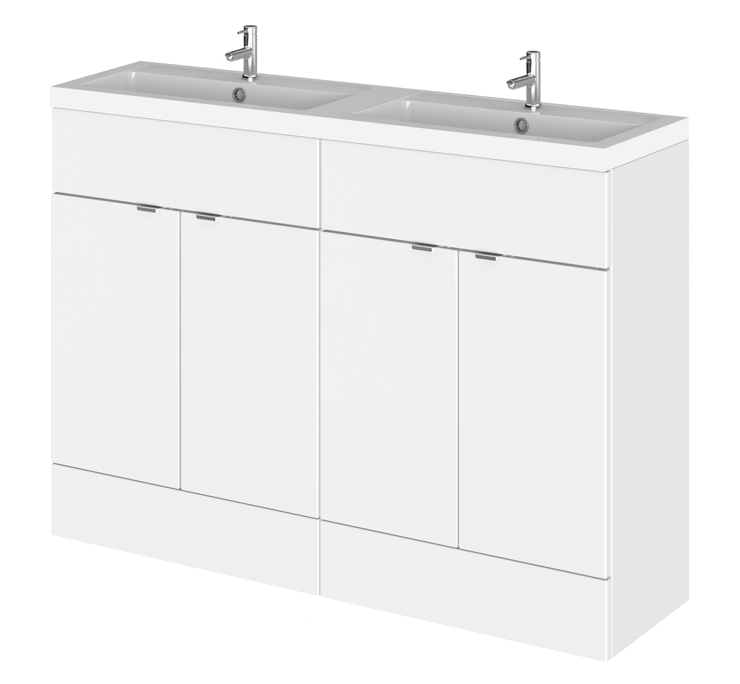 Hudson Reed Fusion Gloss White 1200mm Vanity Unit and Double Basin CBI134
