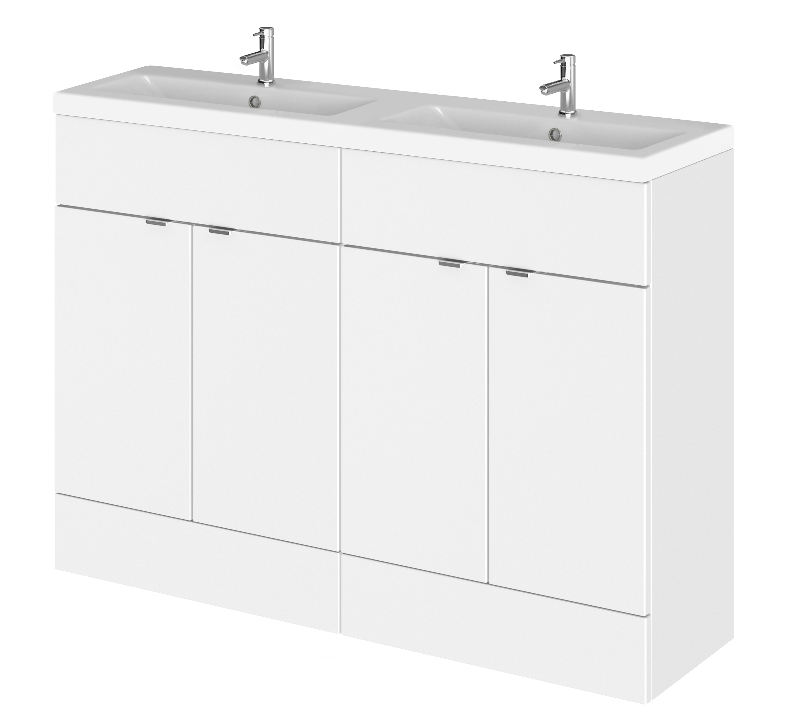 Hudson Reed Fusion Gloss White 1200mm Vanity Unit and Double Ceramic Basin CBI134A