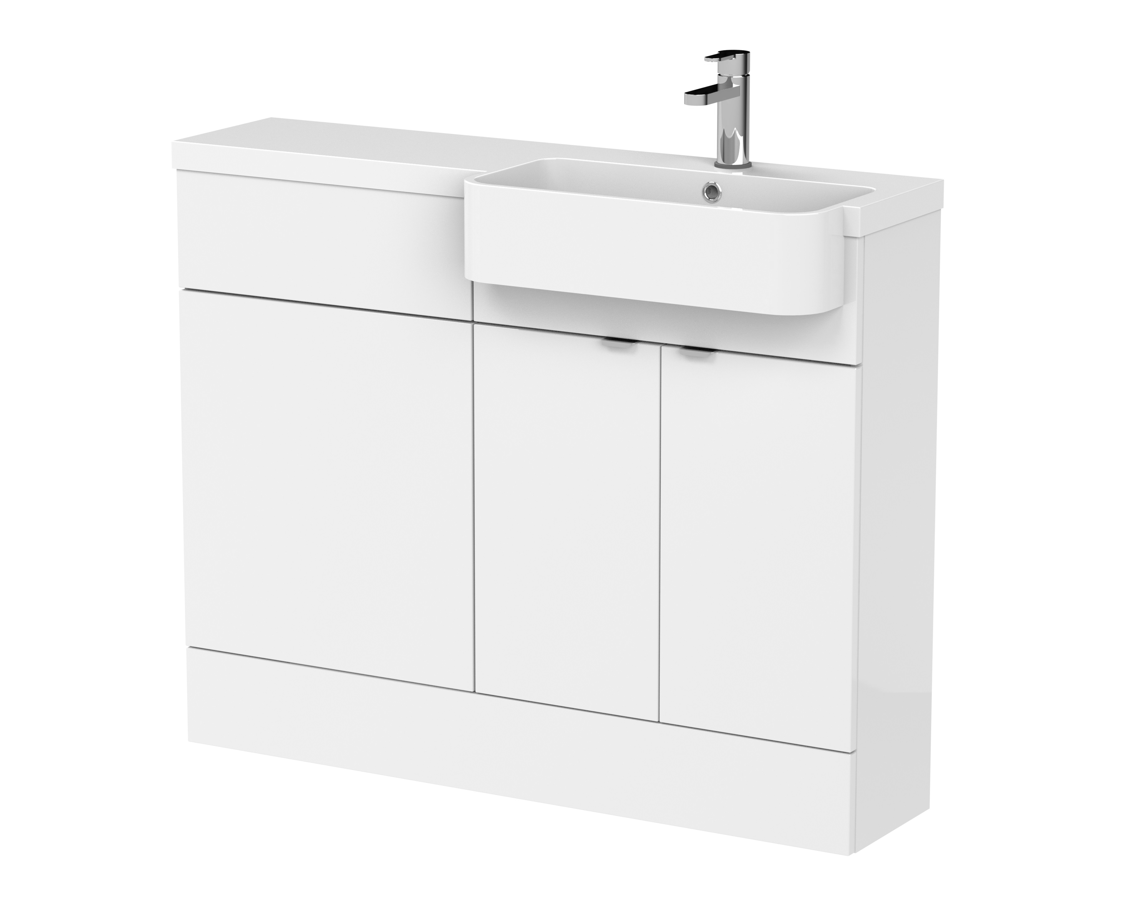 Hudson Reed Fusion Gloss White 1100mm Vanity Unit Pack Unit and Right Hand Semi Recessed Basin CBI147
