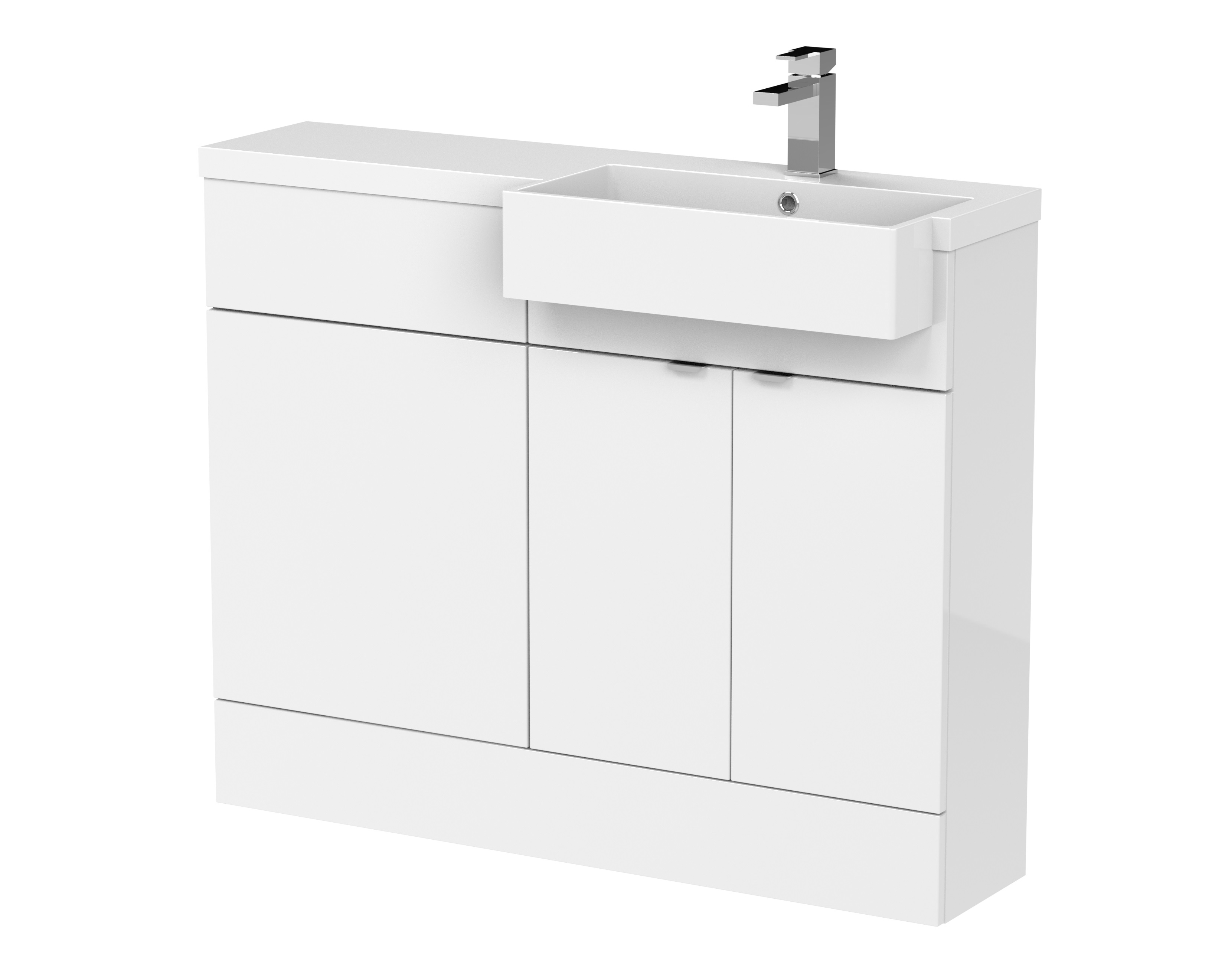 Hudson Reed Fusion Gloss White 1100mm Vanity Unit Pack Unit and Right Hand Semi Recessed Basin CBI151