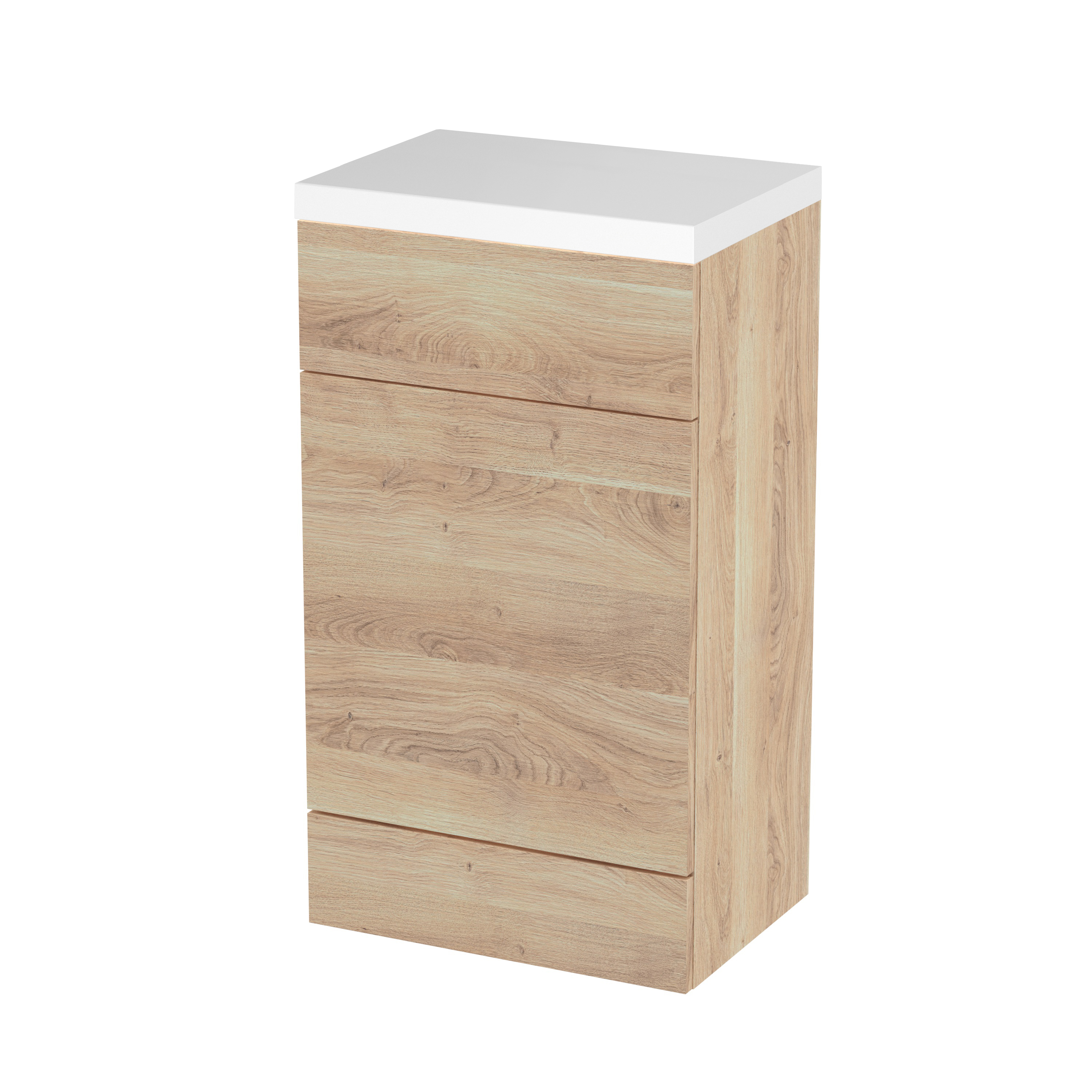 Hudson Reed Fusion Bleached Oak 500mm WC Unit and Polymarble Top CBI3005