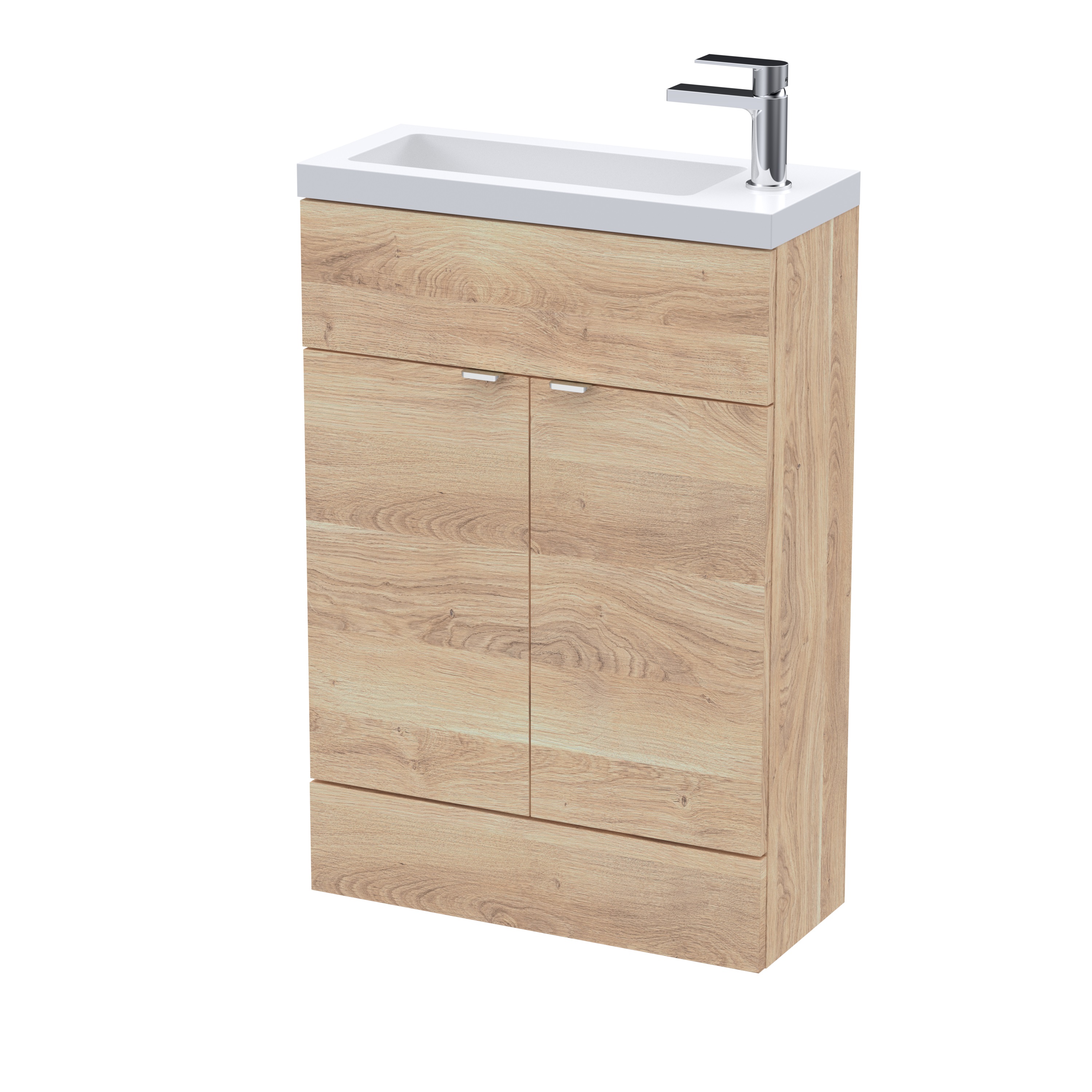 Hudson Reed Fusion Bleached Oak 600mm Compact Vanity Unit and Basin CBI3006