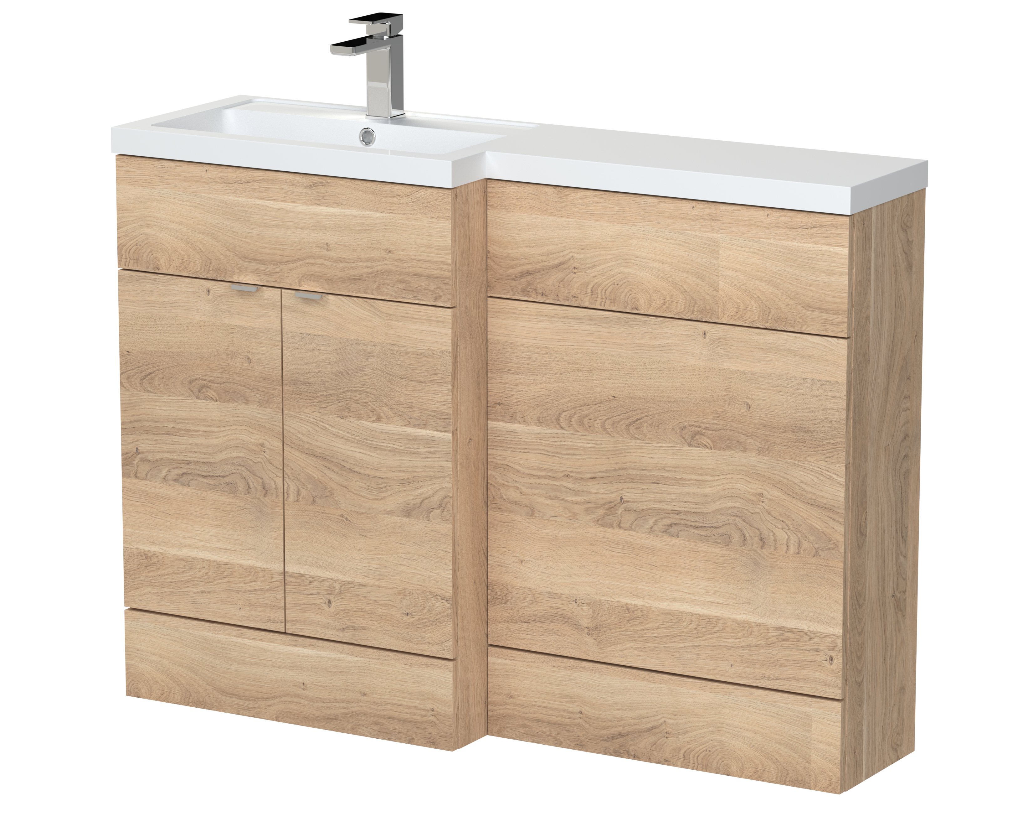 Hudson Reed Fusion Bleached Oak 1200mm Left Hand Vanity Unit Pack CBI3009