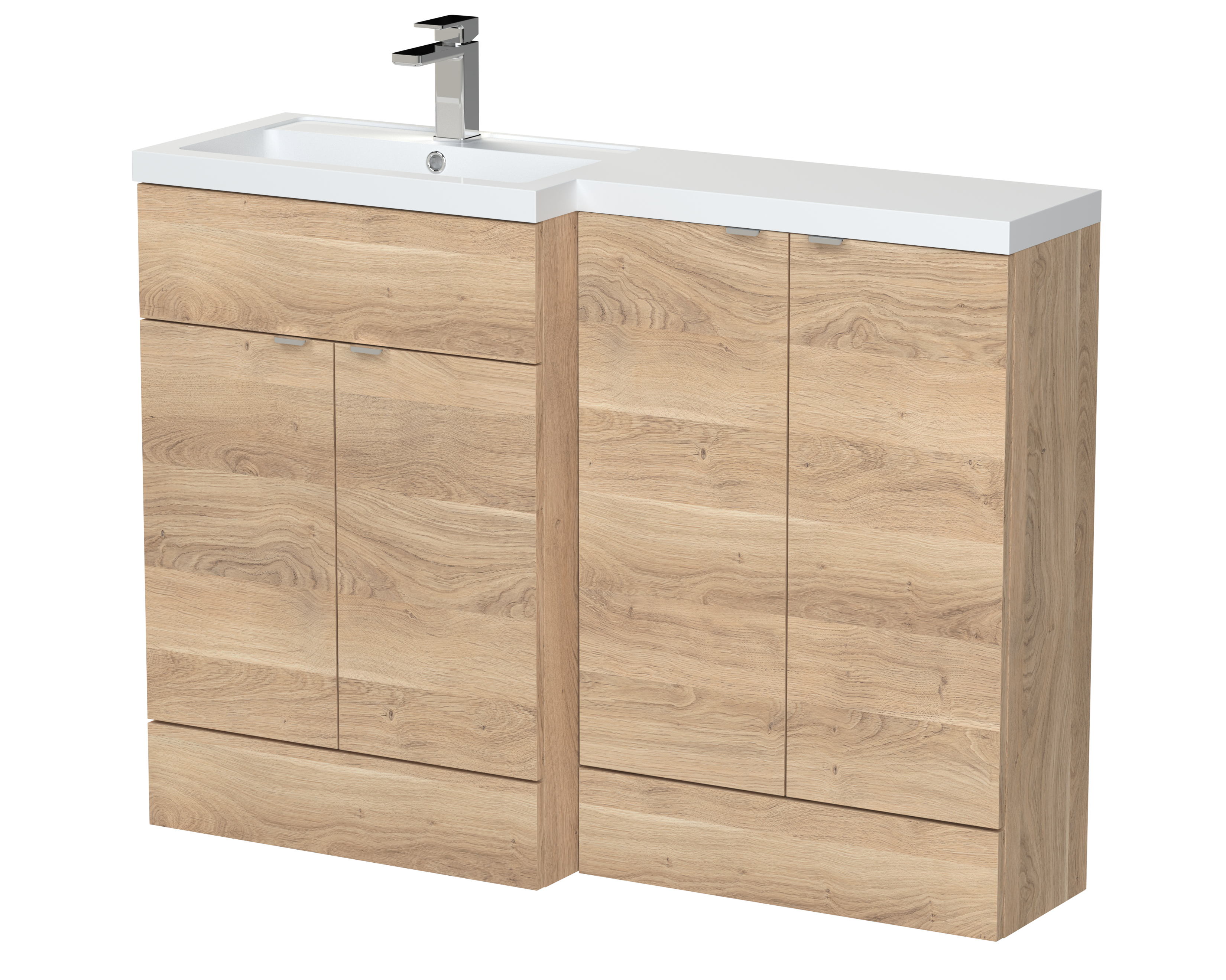 Hudson Reed Fusion Bleached Oak 1200mm Left Hand Vanity Unit Pack CBI3011