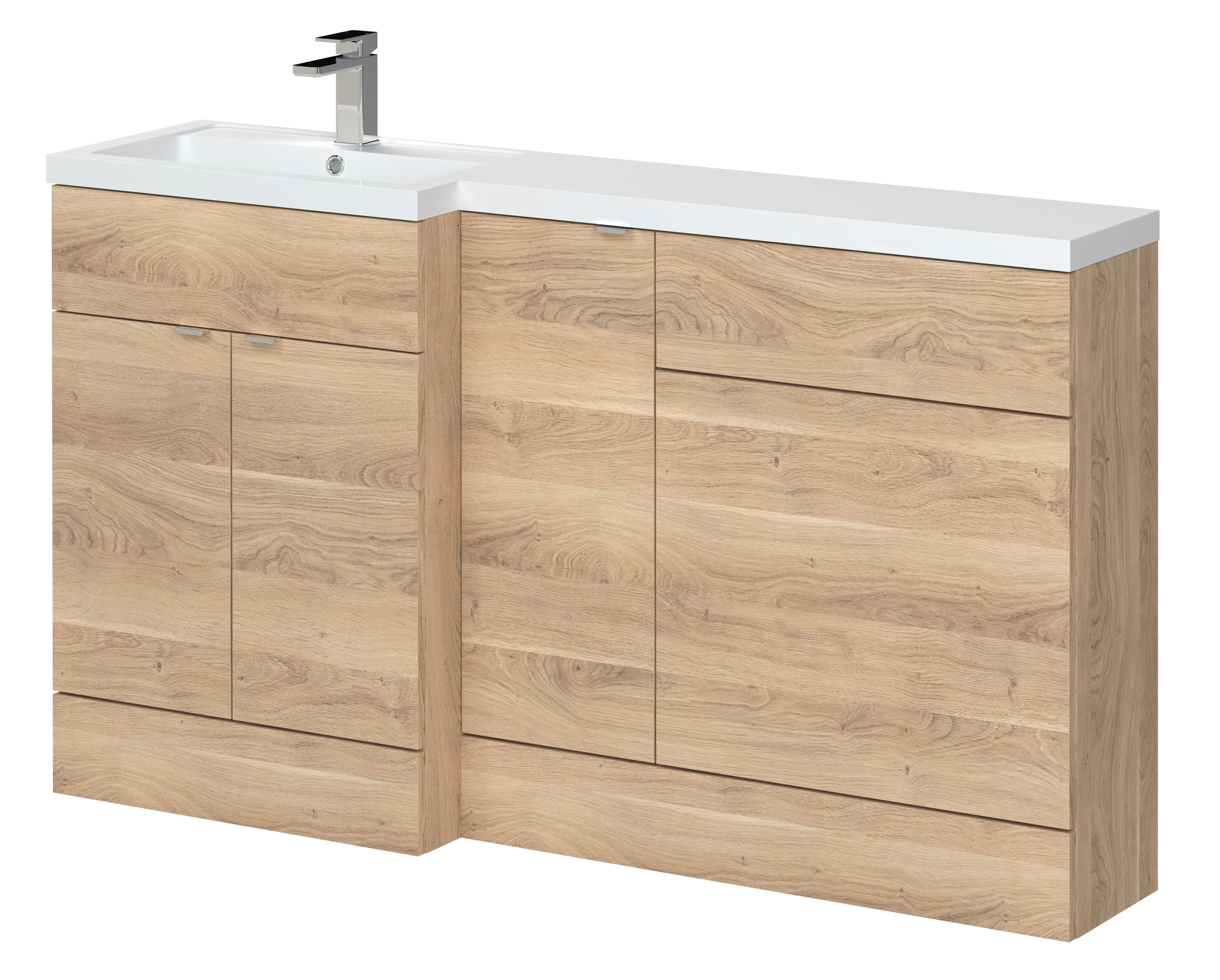 Hudson Reed Fusion Bleached Oak 1500mm Left Hand Vanity Unit Pack CBI3013