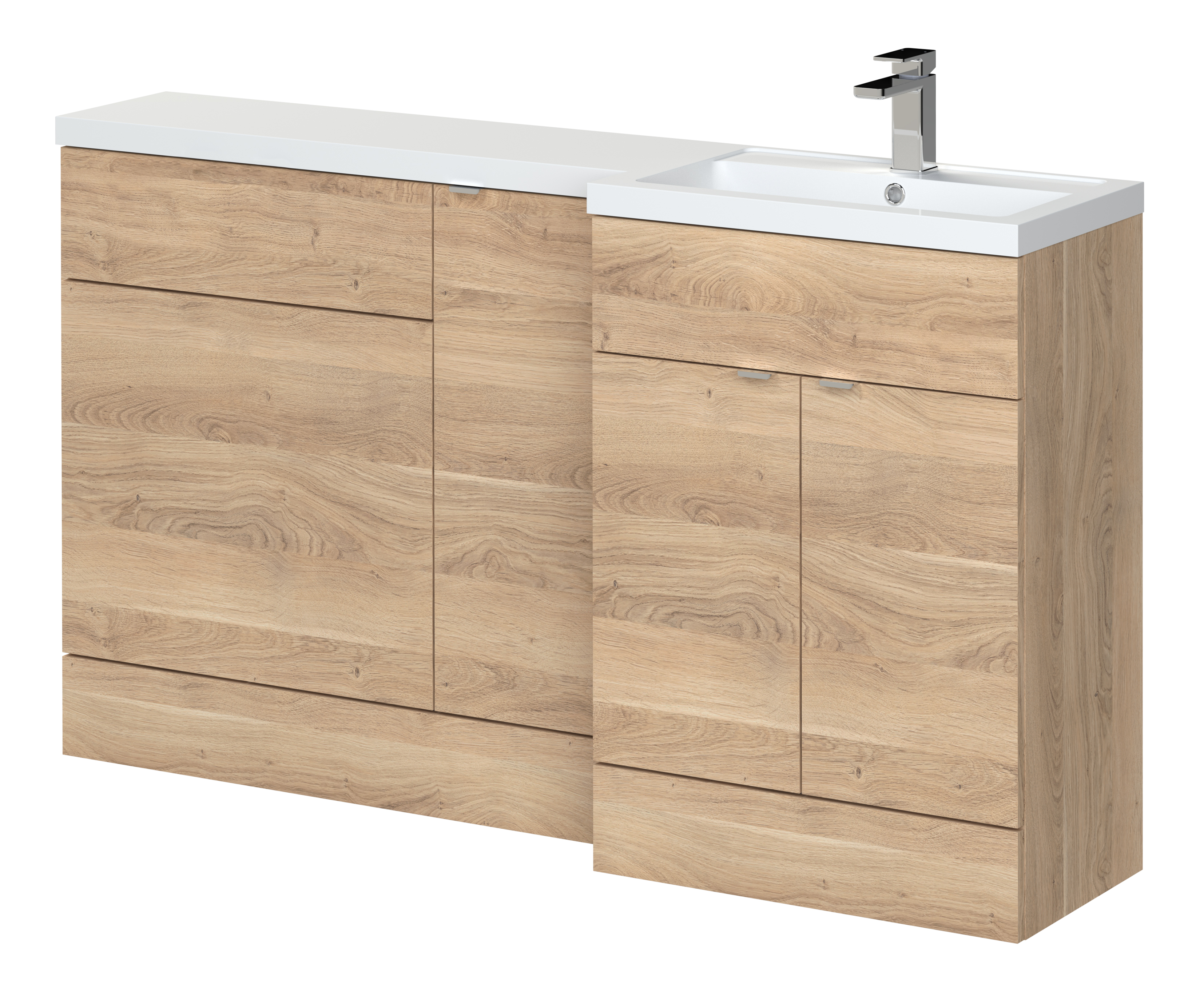 Hudson Reed Fusion Bleached Oak 1500mm Right Hand Vanity Unit Pack CBI3014