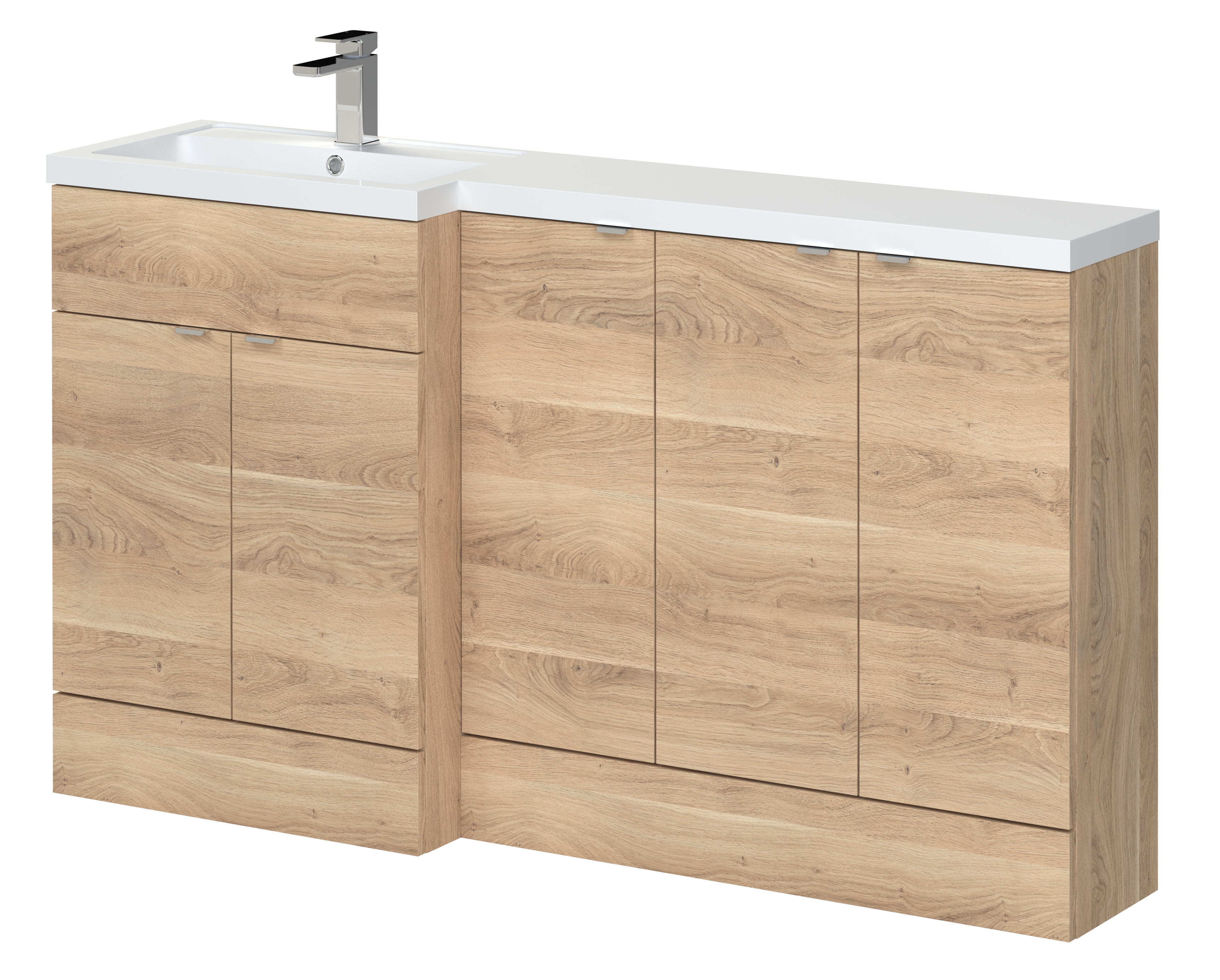 Hudson Reed Fusion Bleached Oak 1500mm Left Hand Vanity Unit Pack CBI3017