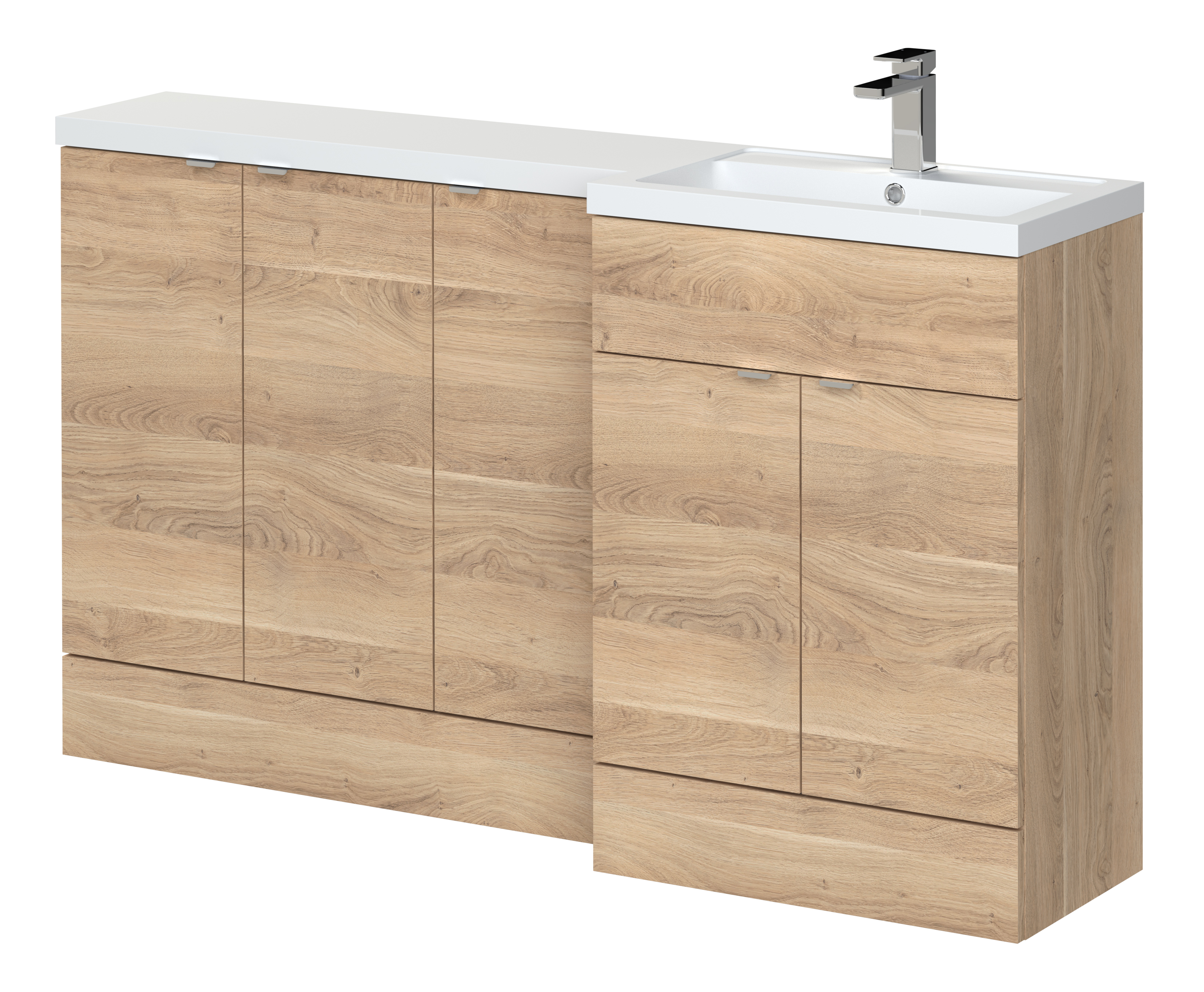 Hudson Reed Fusion Bleached Oak 1500mm Right Hand Vanity Unit Pack CBI3018