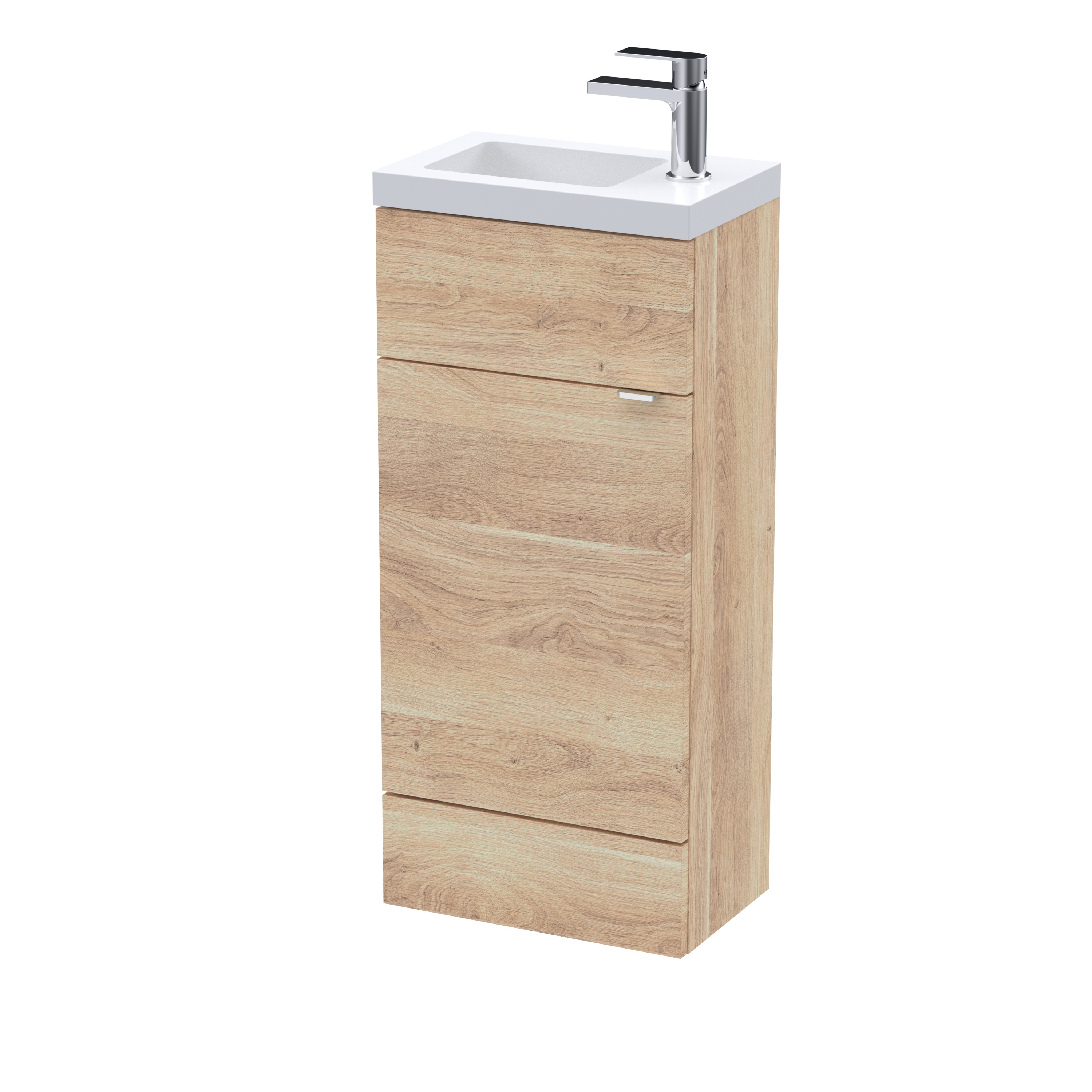 Hudson Reed Fusion Bleached Oak 400mm Compact Vanity Unit and Basin CBI3021