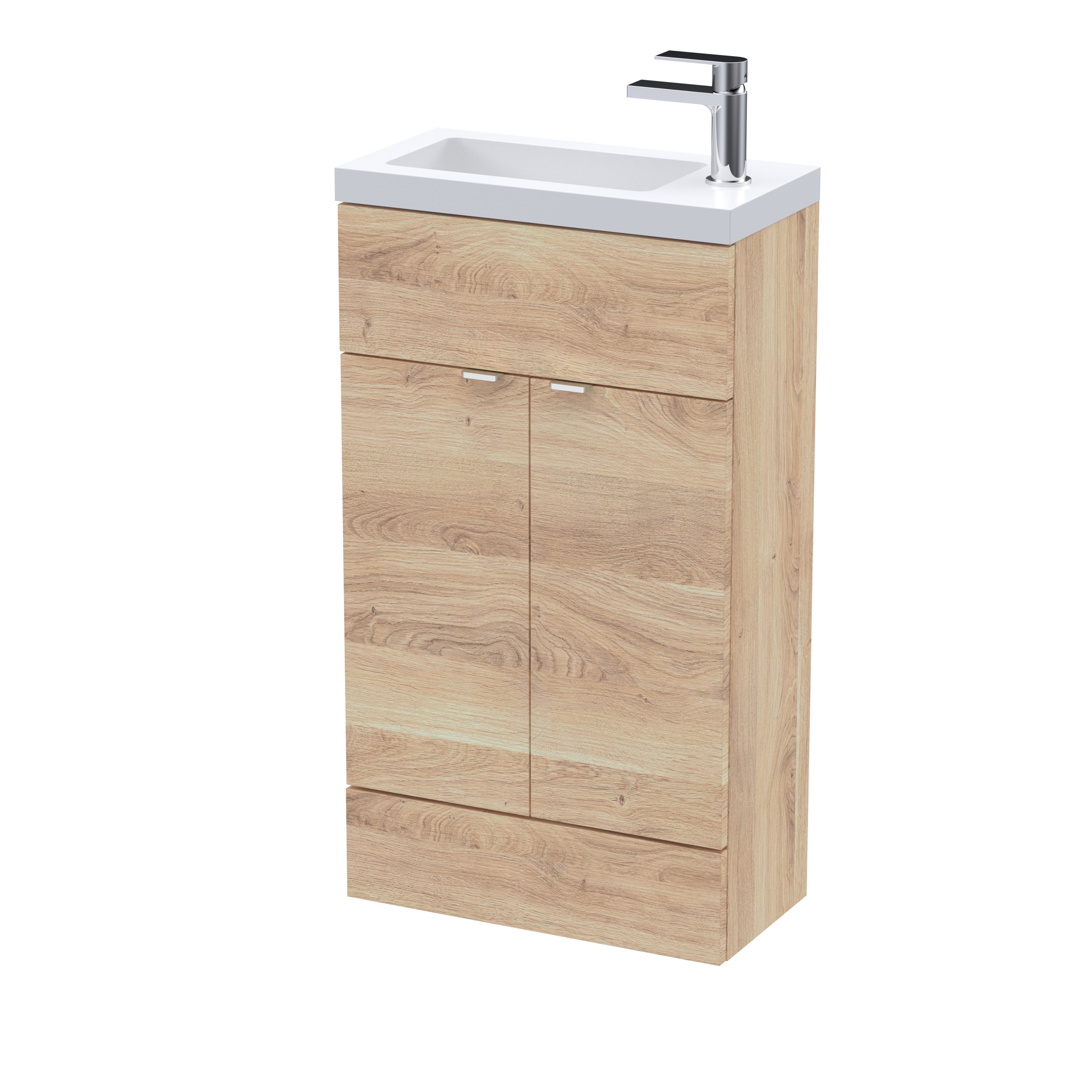 Hudson Reed Fusion Bleached Oak 500mm Compact Vanity Unit and Basin CBI3022