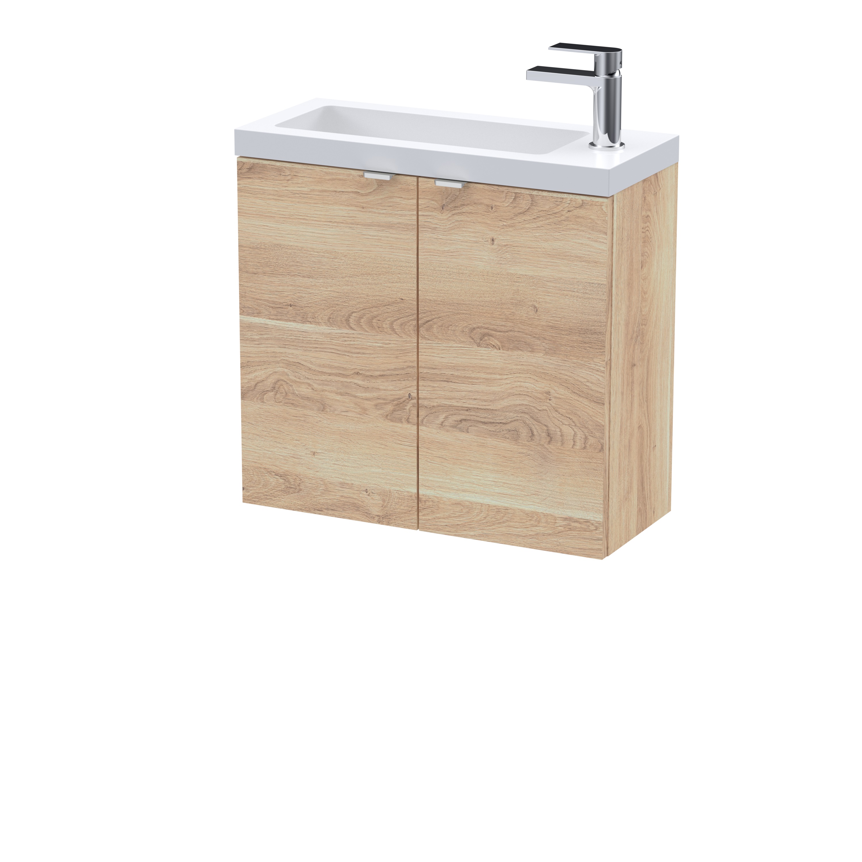Hudson Reed Fusion Bleached Oak 600mm 2 Door Wall Hung Unit and Basin CBI3029