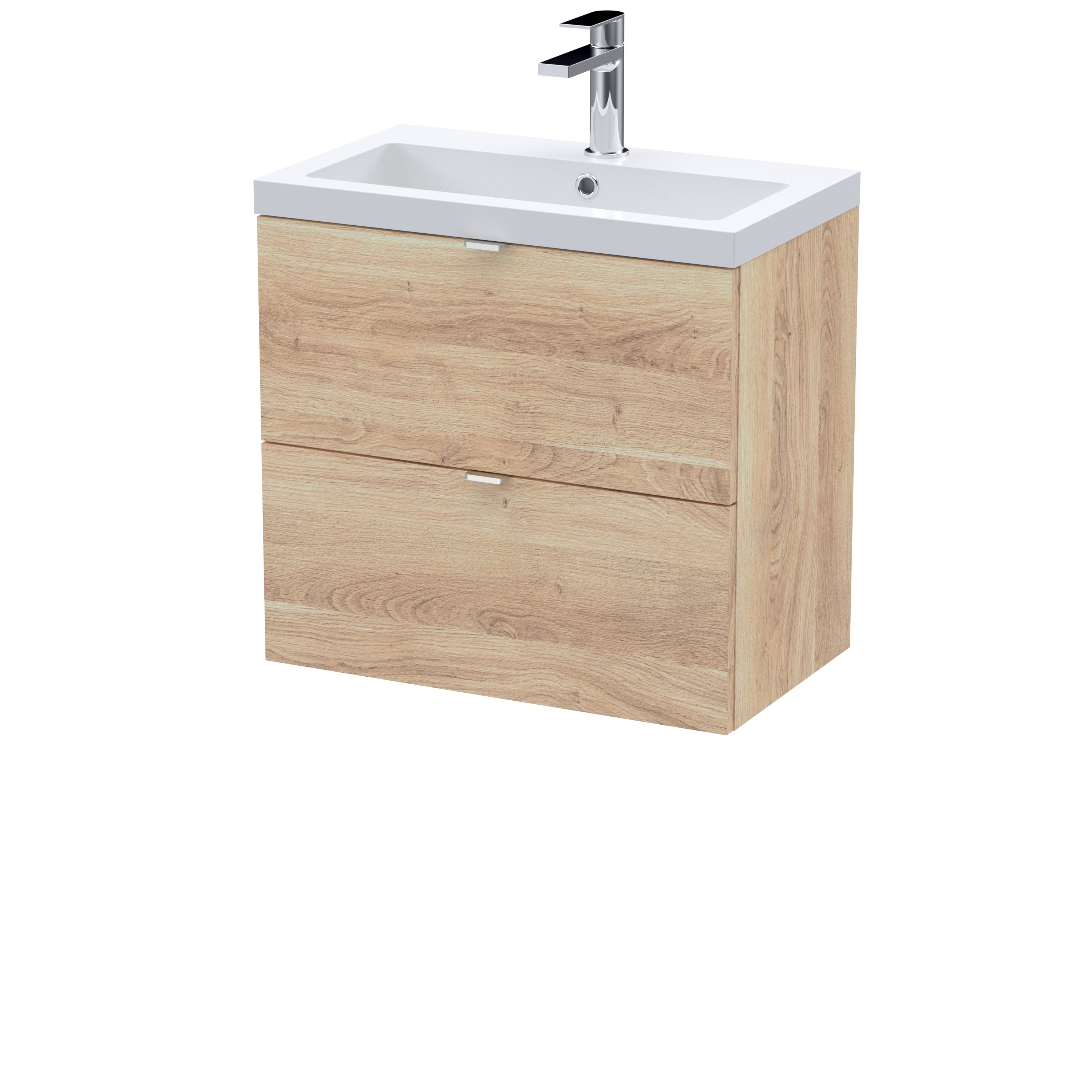 Hudson Reed Fusion Bleached Oak 600mm Wall Hung 2 Vanity Unit and Basin CBI3030A