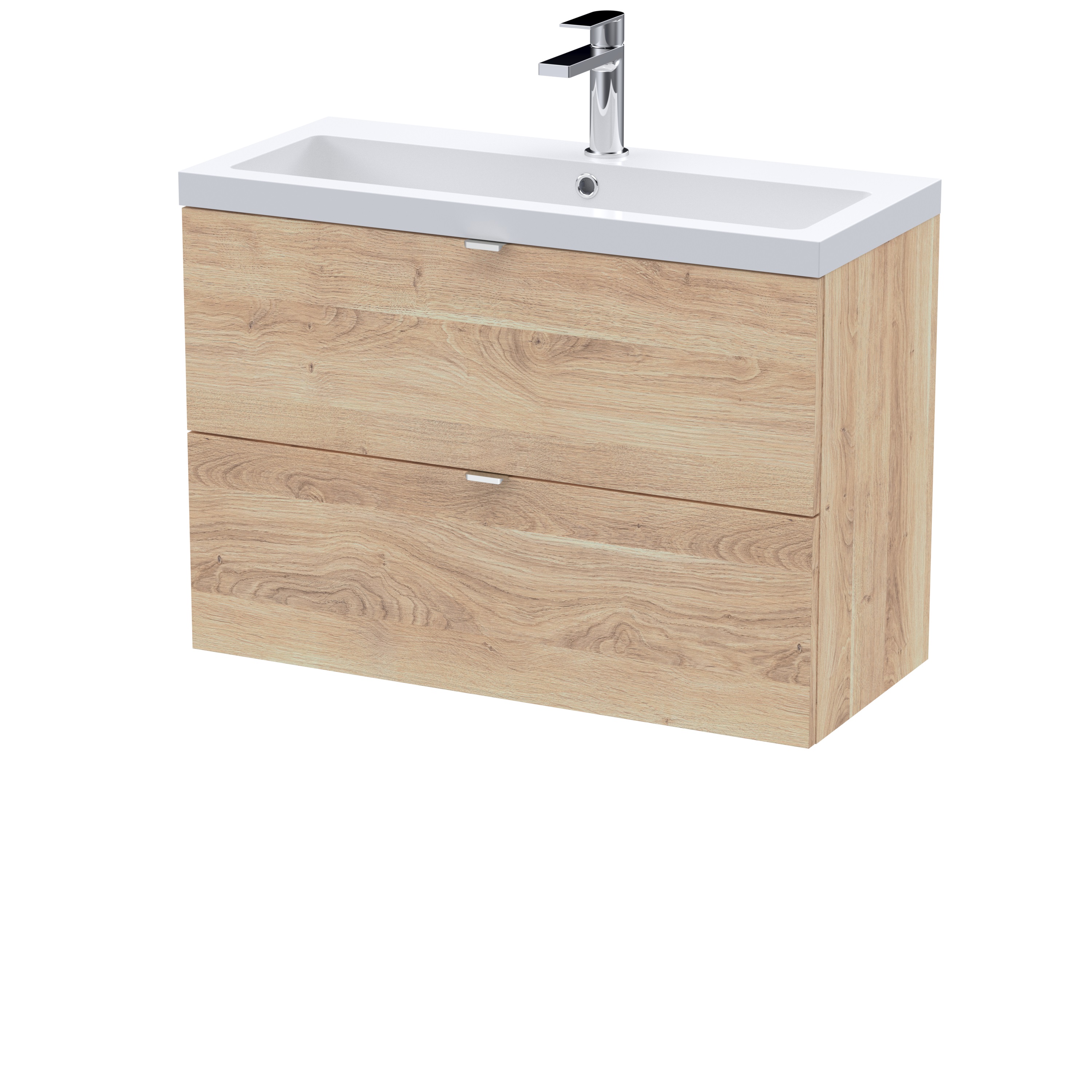 Hudson Reed Fusion Bleached Oak 800mm Wall Hung 2 Vanity Unit and Basin CBI3031A