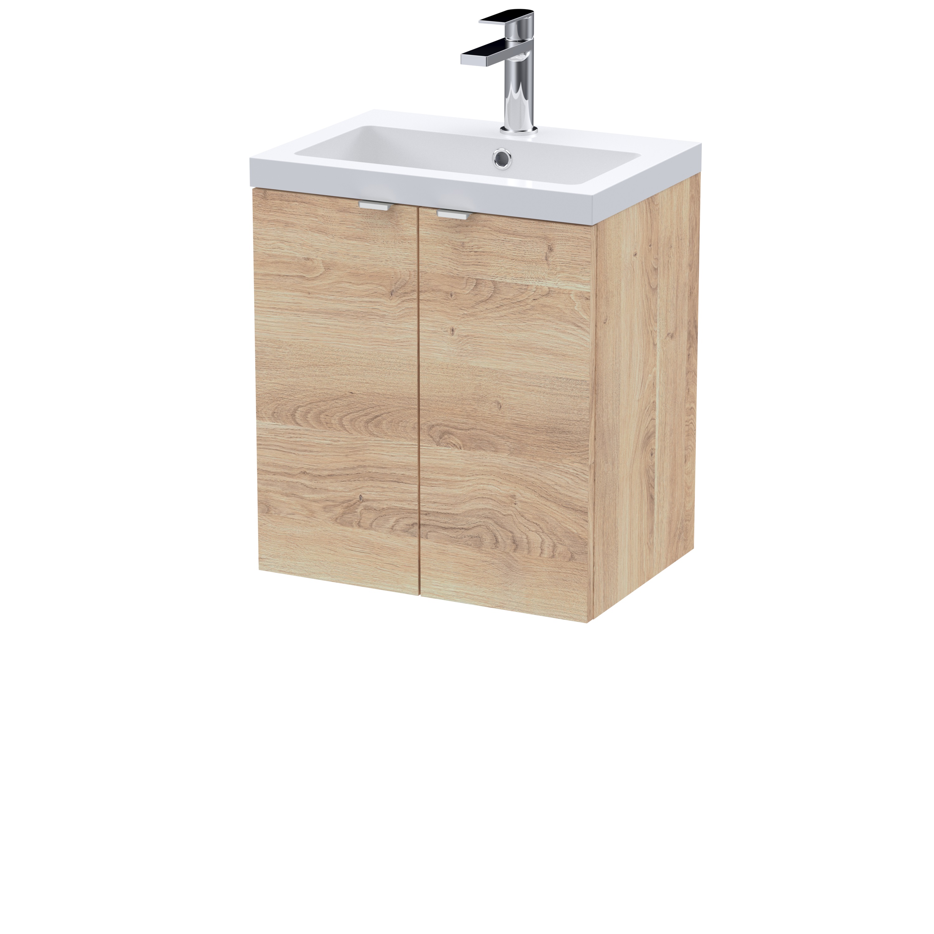 Hudson Reed Fusion Bleached Oak 500mm 2 Door Wall Hung Unit and Basin CBI3040A