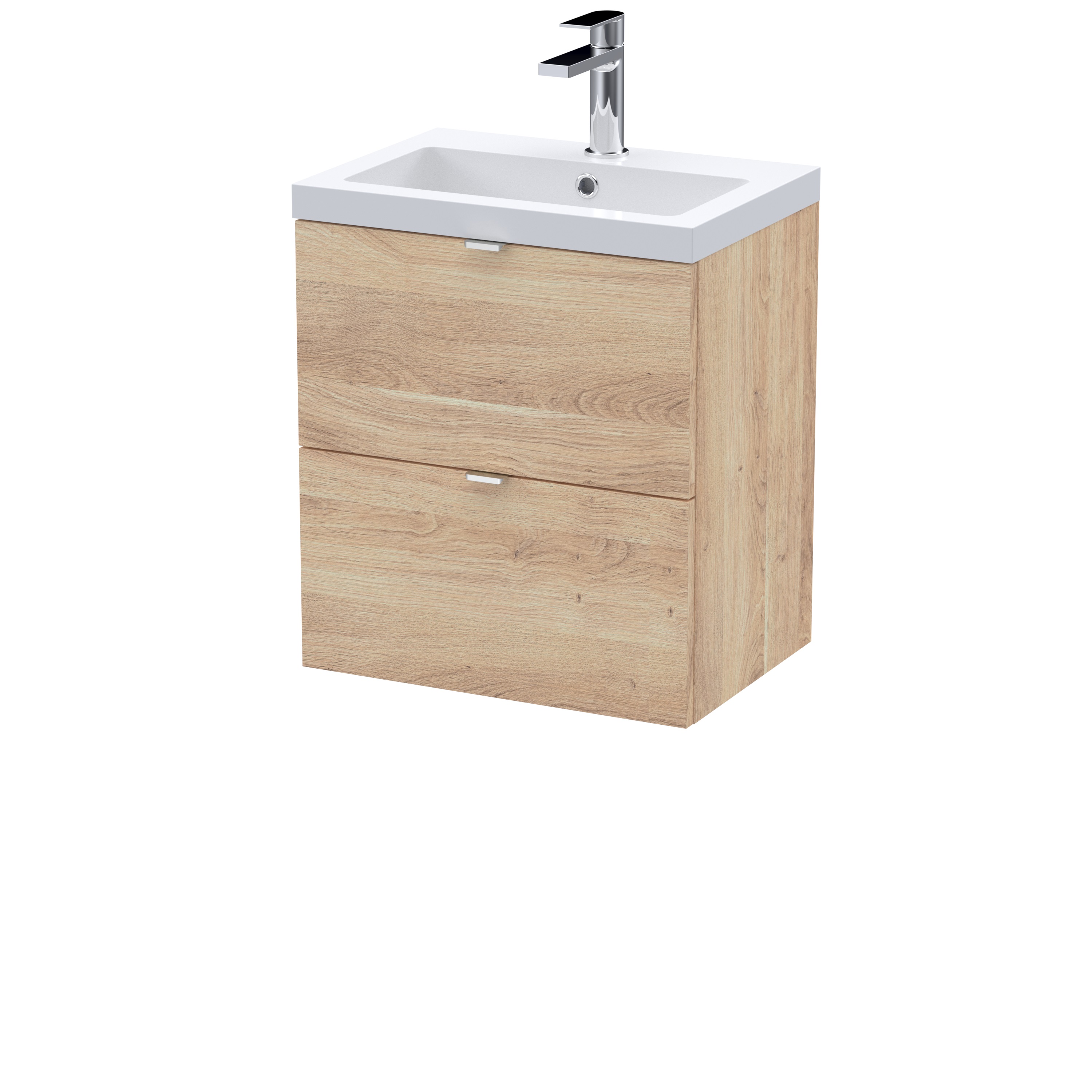 Hudson Reed Fusion Bleached Oak 500mm 2 Drawer Wall Hung Unit and Basin CBI3041